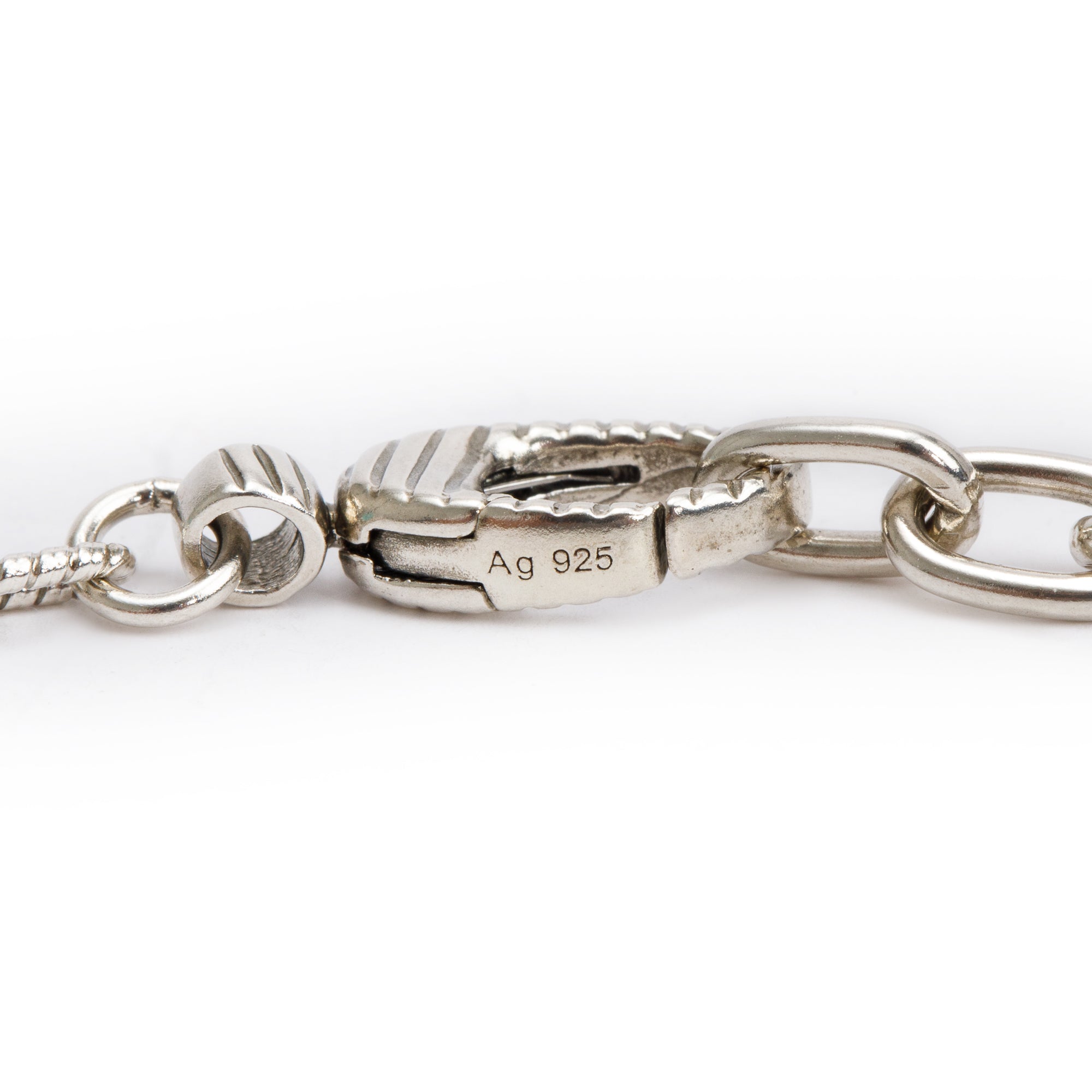 Gucci Sterling Silver & 18k Yellow Gold Snake Ring Pendant Necklace