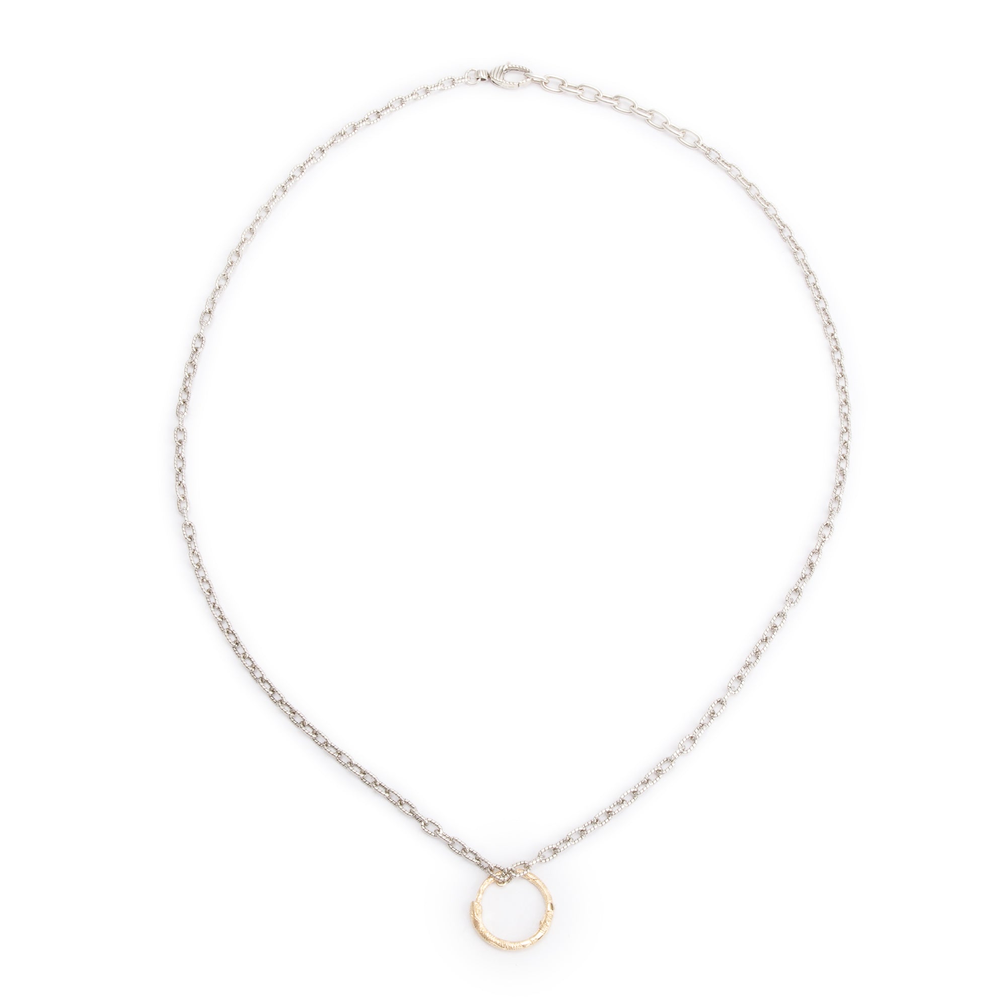 Gucci Sterling Silver & 18k Yellow Gold Snake Ring Pendant Necklace