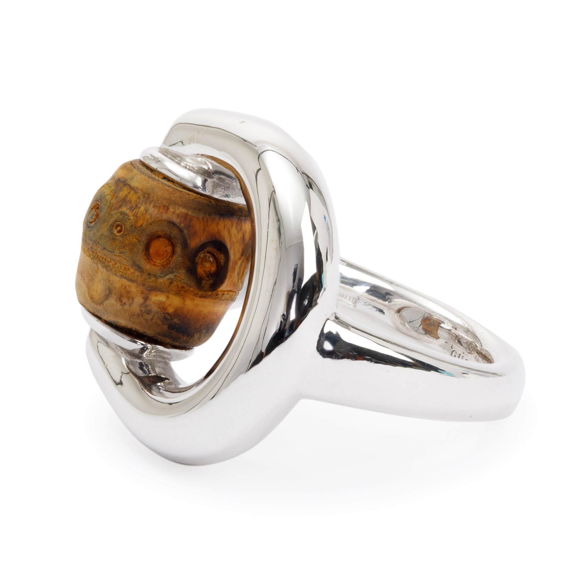 Gucci Sterling Silver Bamboo Horsebit Ring, Size 14 6.5