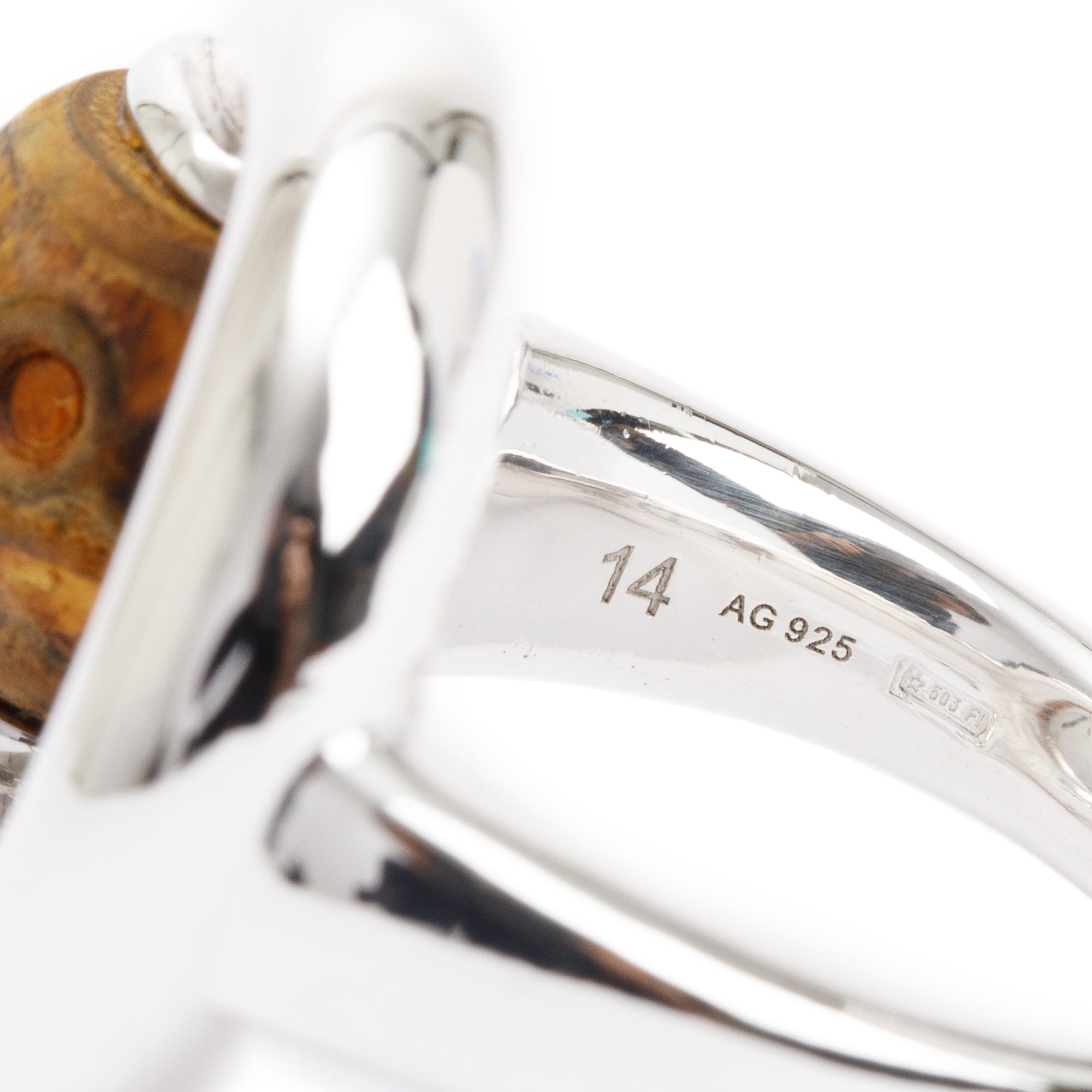 Gucci Sterling Silver Bamboo Horsebit Ring, Size 14 6.5