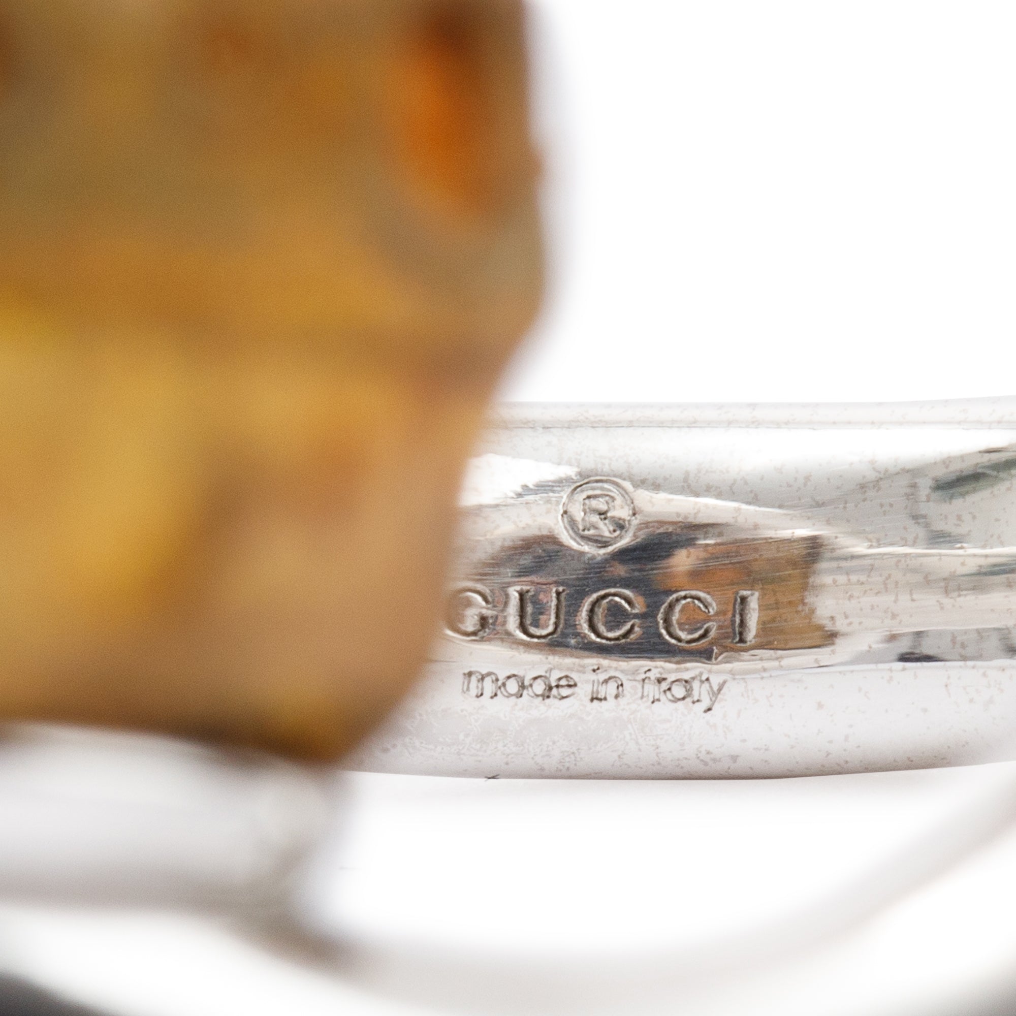 Gucci Sterling Silver Bamboo Horsebit Ring, Size 14 6.5