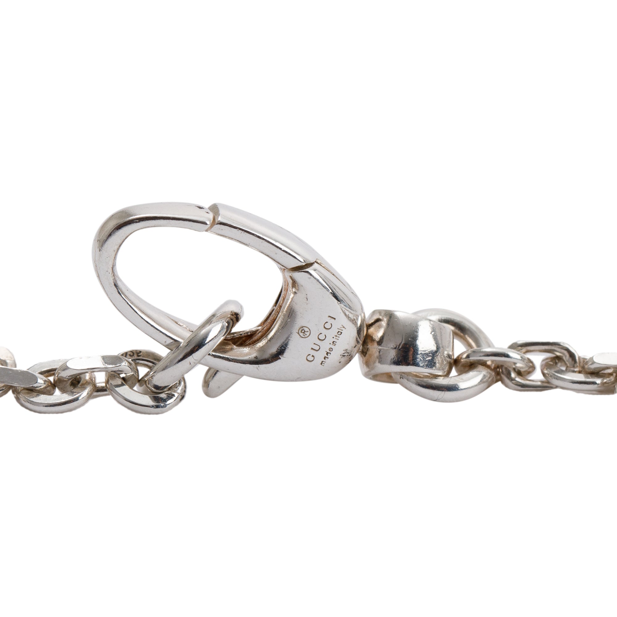 Gucci Sterling Silver Bamboo Pendant Necklace