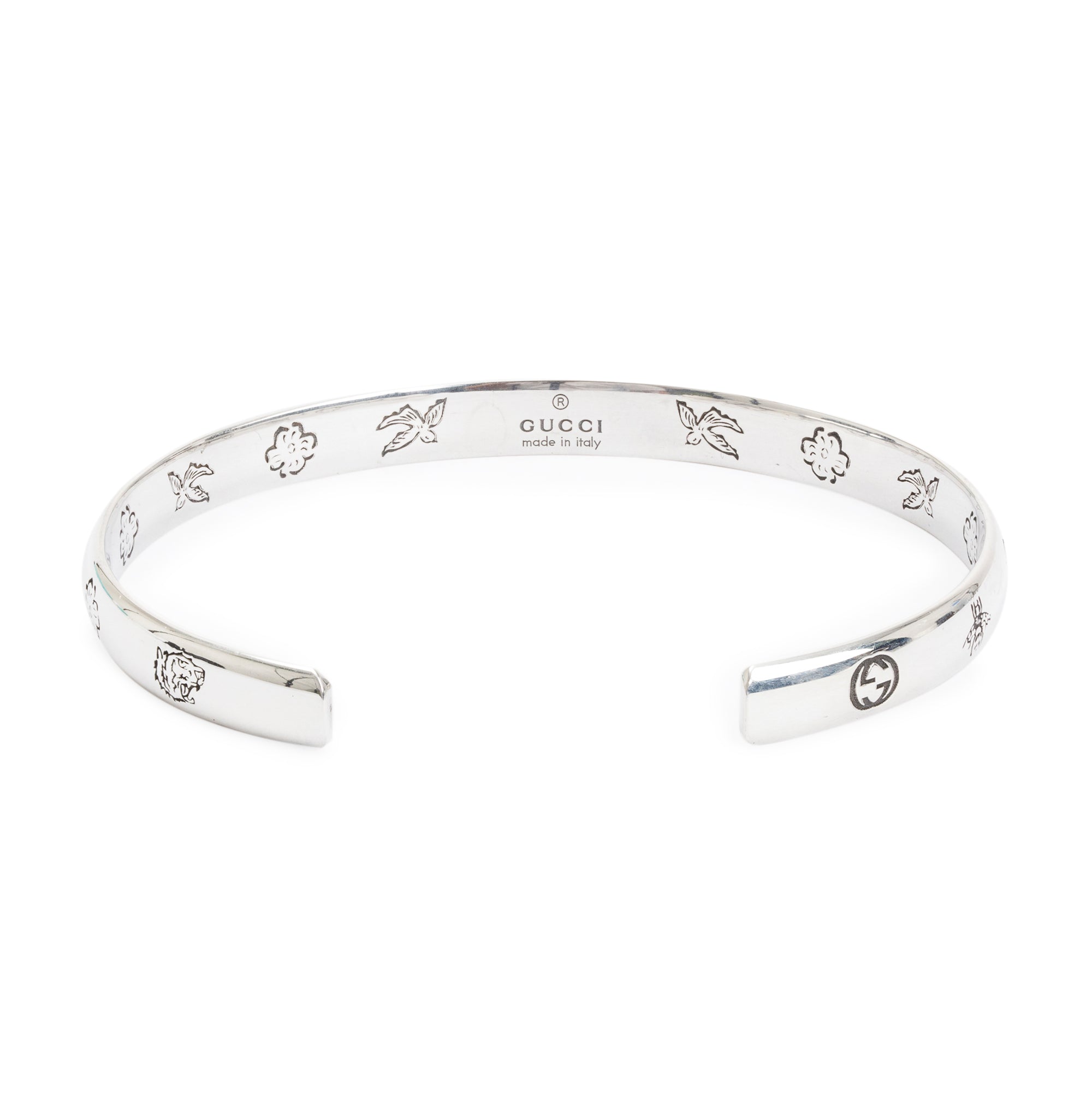 Gucci Sterling Silver Blind For Love Cuff Bracelet