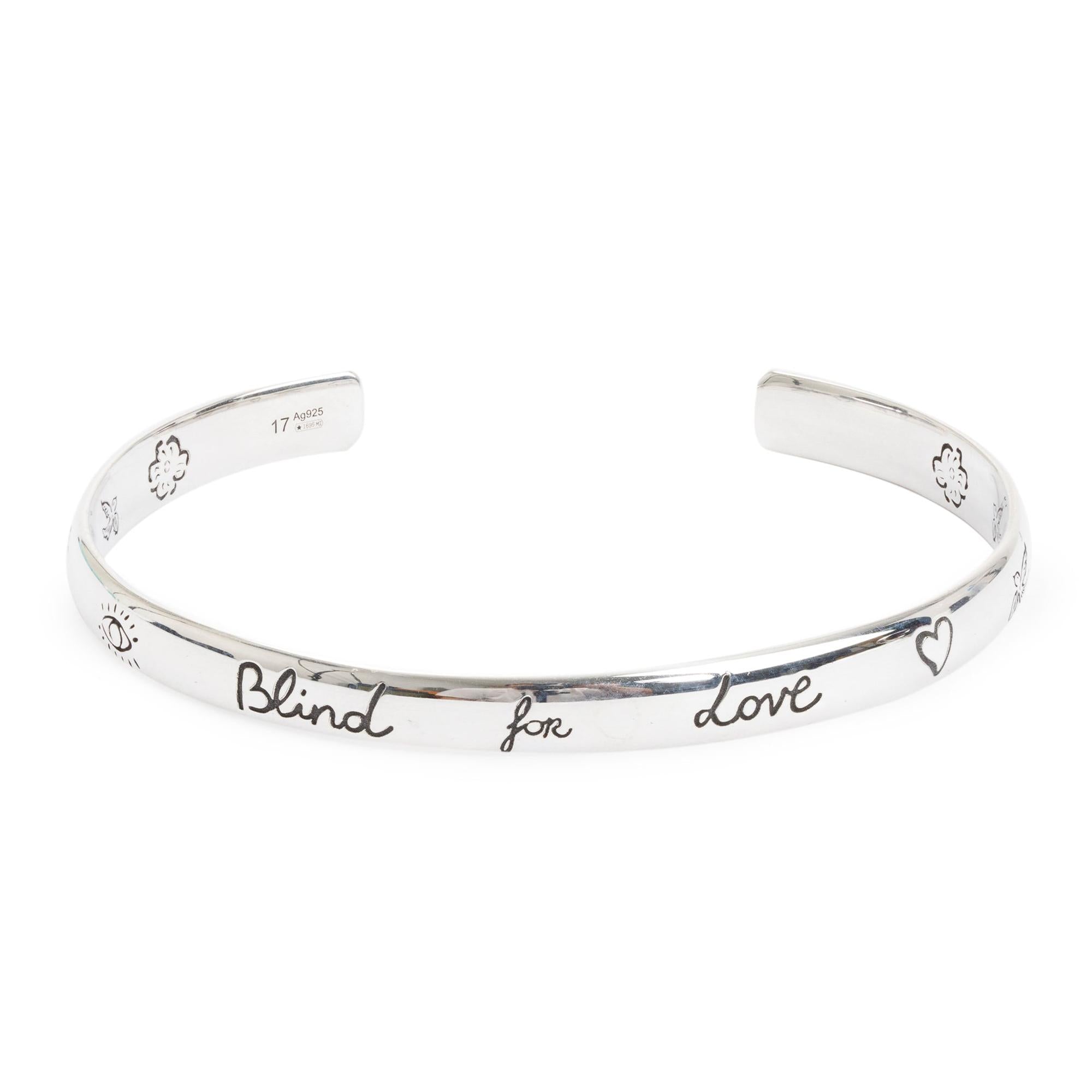 Gucci Sterling Silver Blind For Love Cuff Bracelet