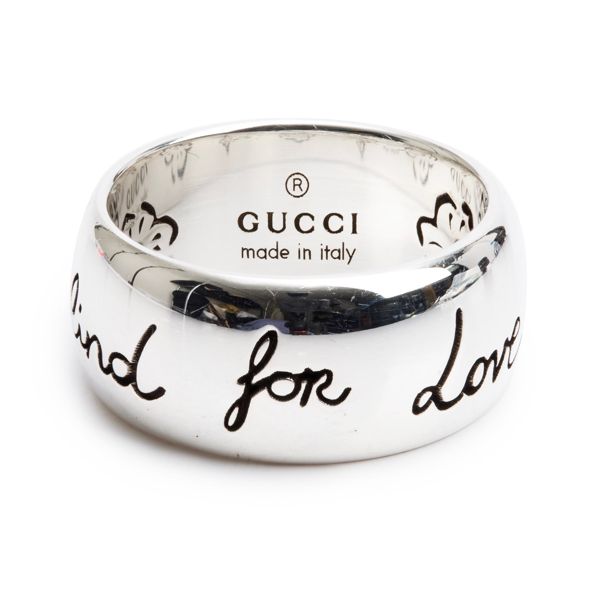 Gucci Sterling Silver "Blind for Love" 9MM Wide Band Ring, Size 12 6