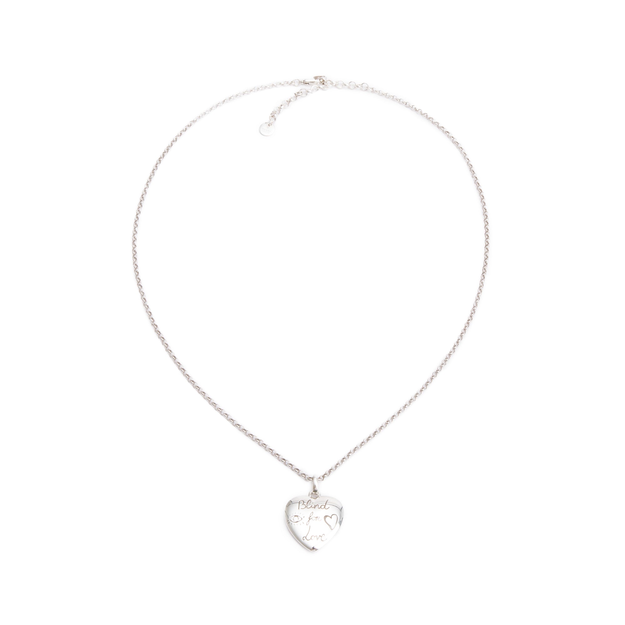 Gucci Sterling Silver Blind for Love Heart Pendant Necklace