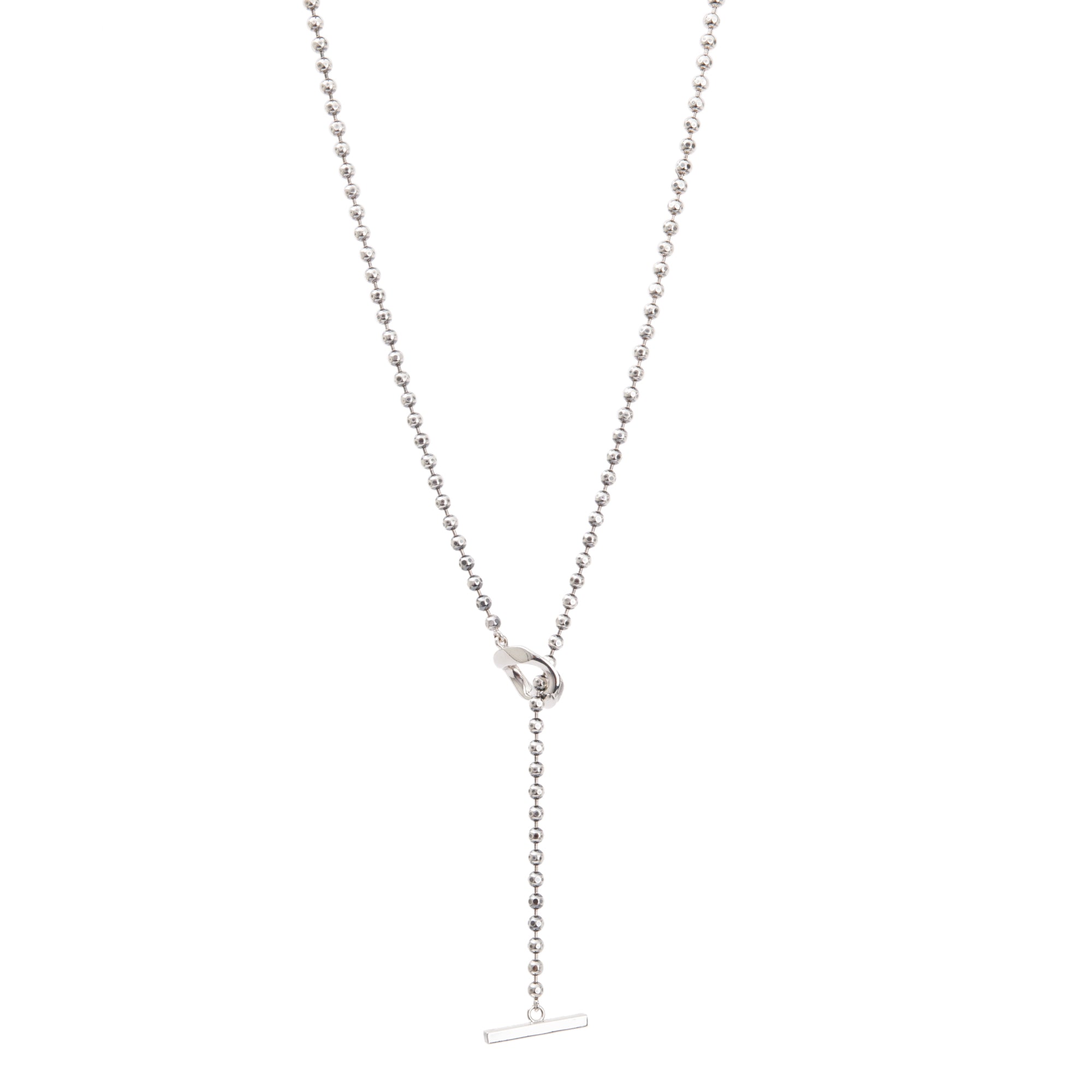 Gucci Sterling Silver Boule Chain Toggle Necklace