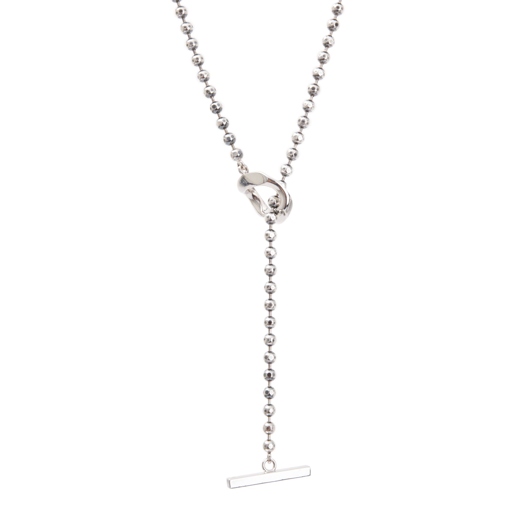 Gucci Sterling Silver Boule Chain Toggle Necklace