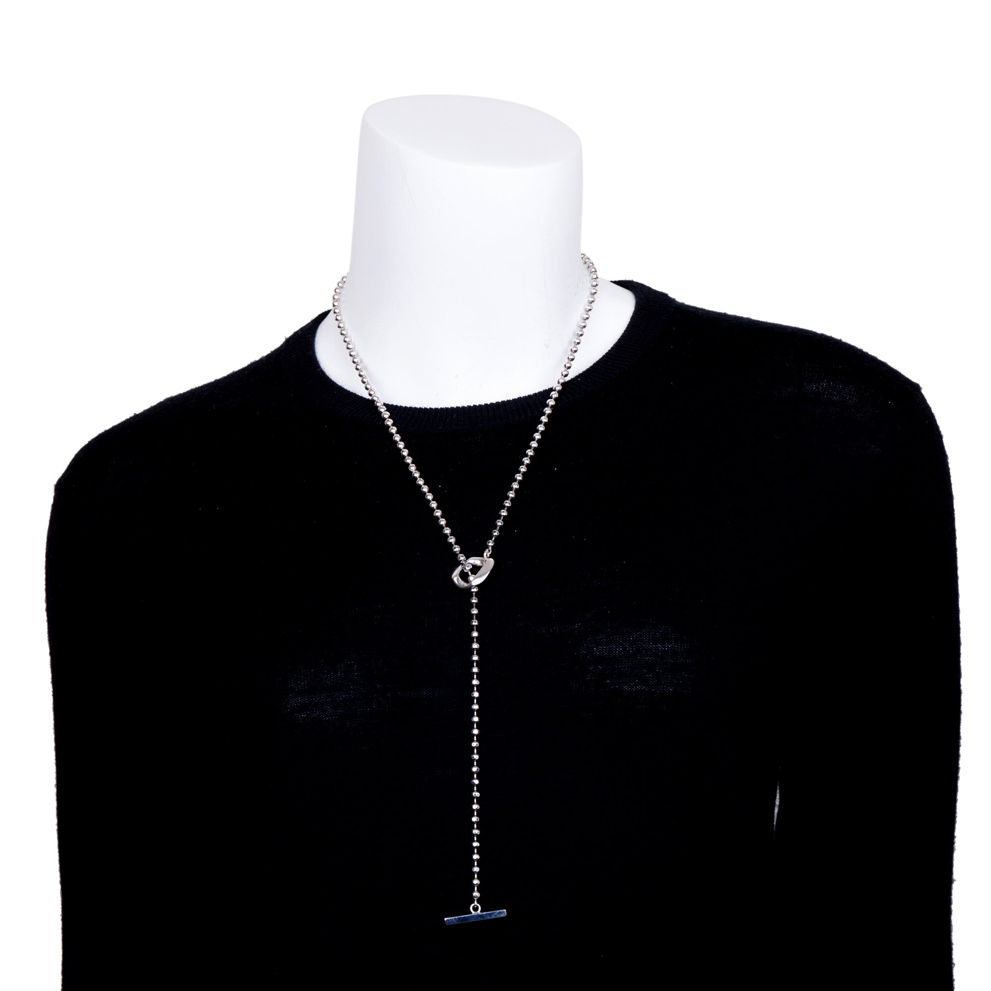 Gucci Sterling Silver Boule Chain Toggle Necklace
