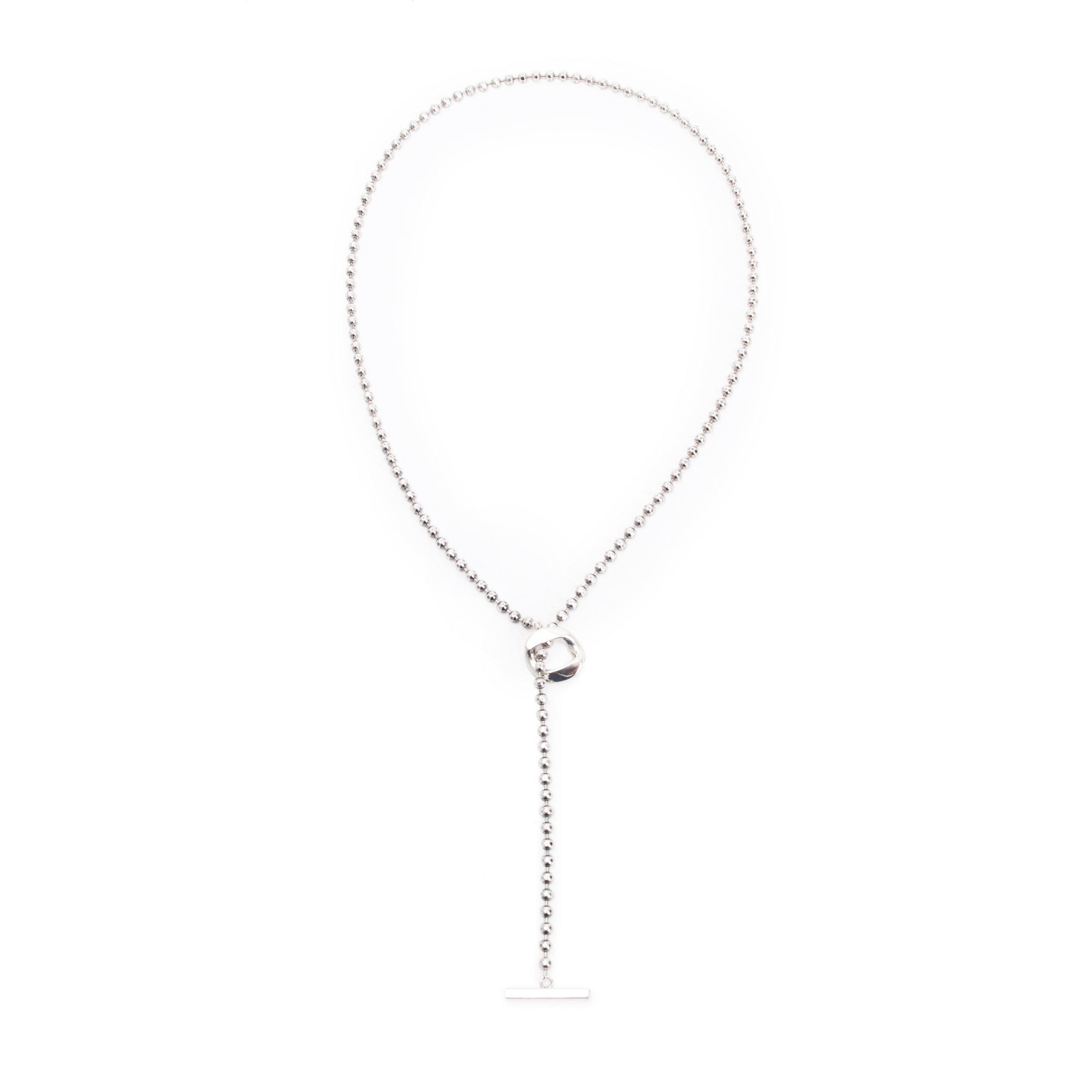 Gucci Sterling Silver Boule Chain Toggle Necklace