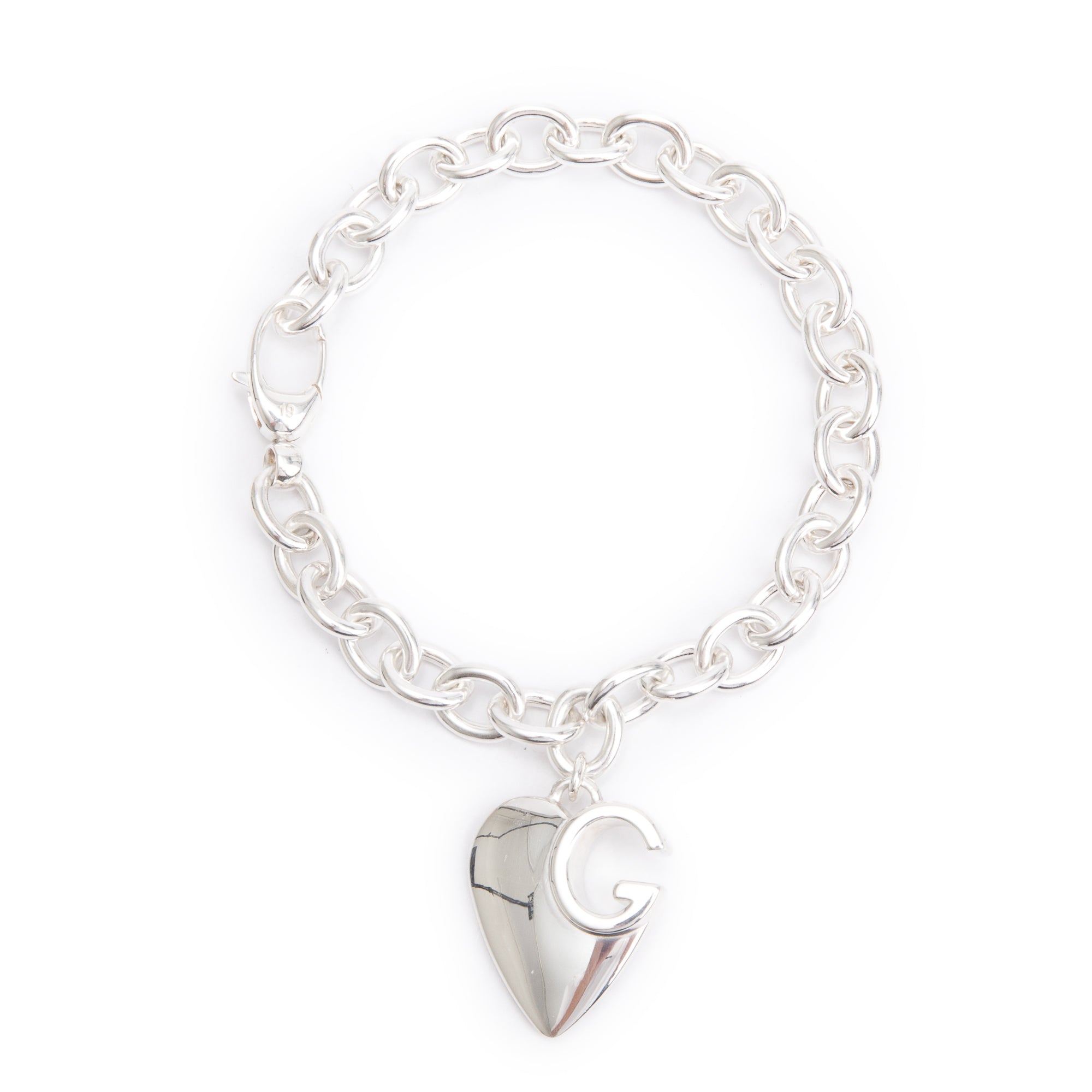 Gucci Sterling Silver Charlotte Heart Charm Bracelet w/ Box