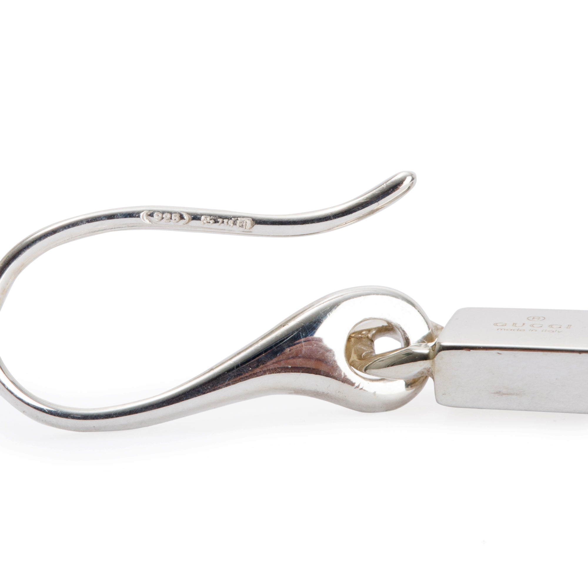 Gucci Sterling Silver Cut Out G Drop Hook Earrings