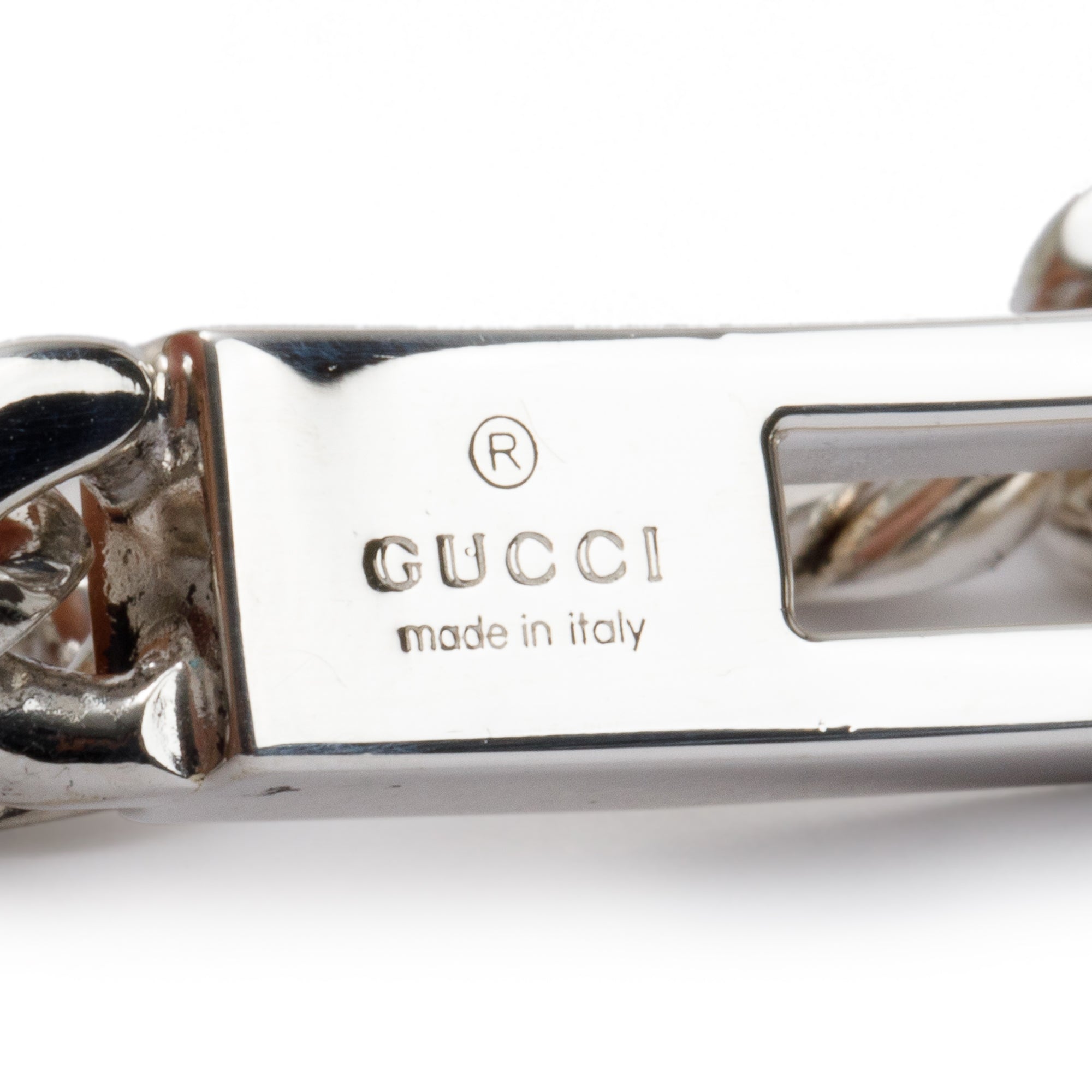 Gucci Sterling Silver Cut Out G ID Link Bracelet