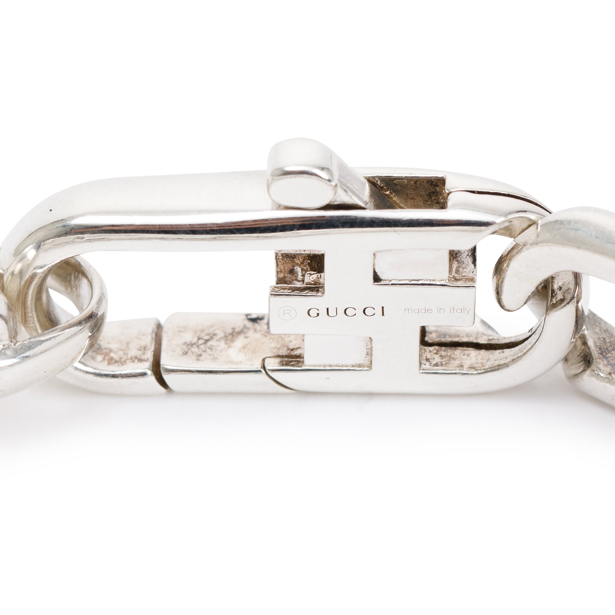 Gucci Sterling Silver Cut Out G Link Bracelet