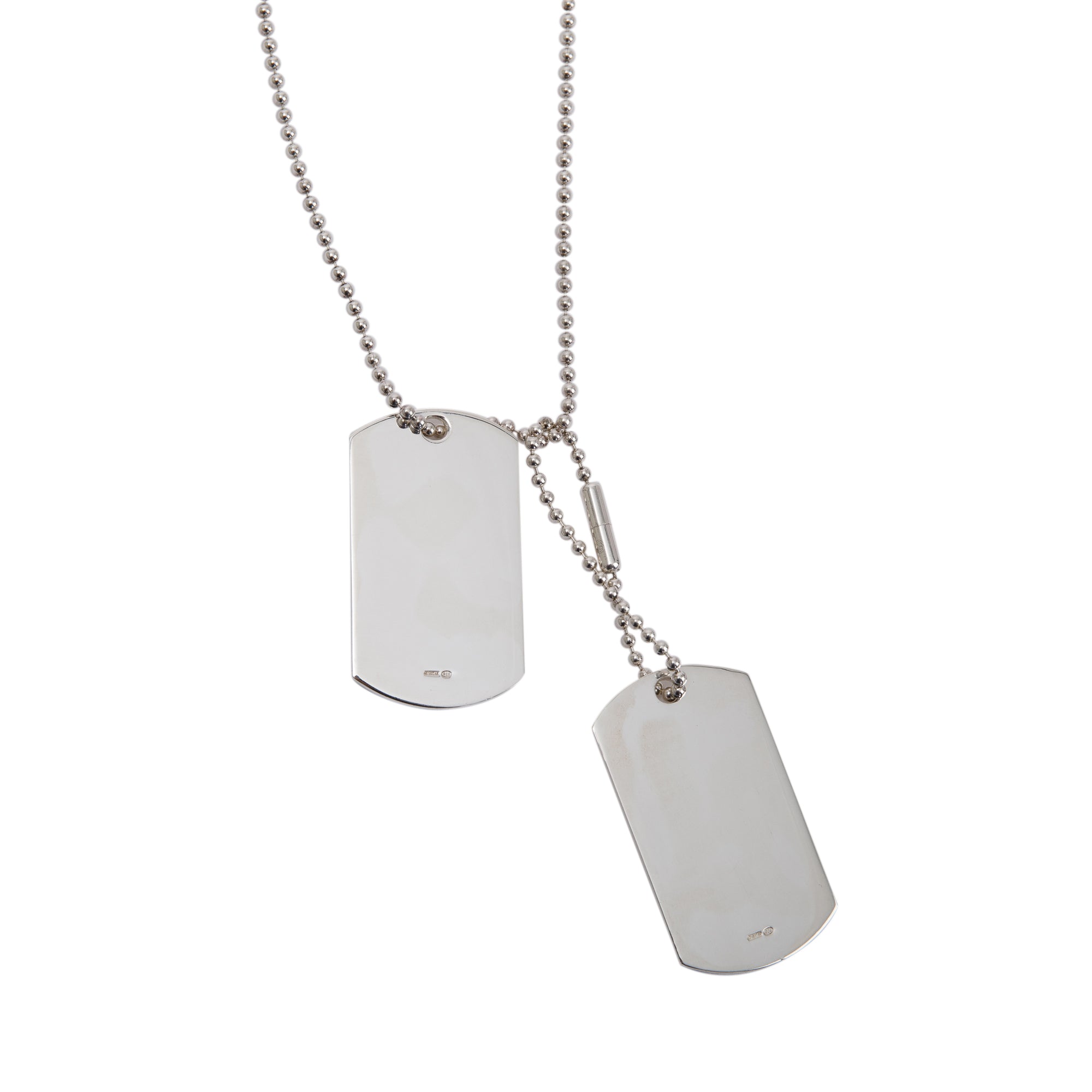 Gucci Sterling Silver Double Dog Tag Pendant Necklace