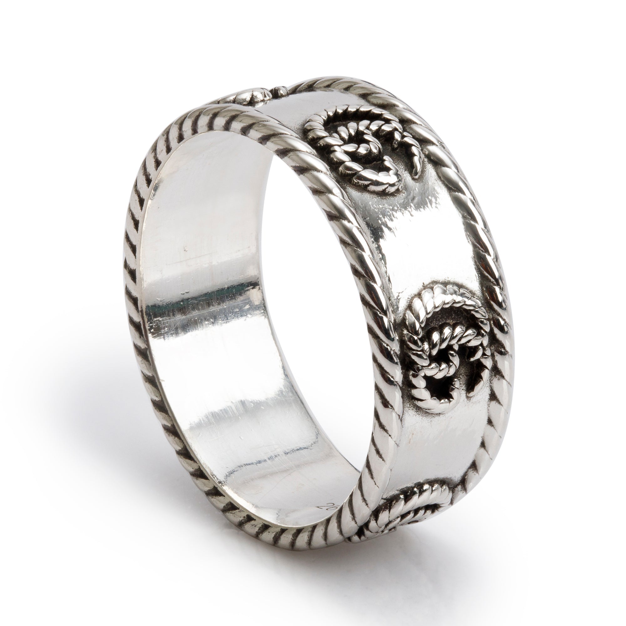 Gucci Sterling Silver Double G Band Ring, Size 26 11