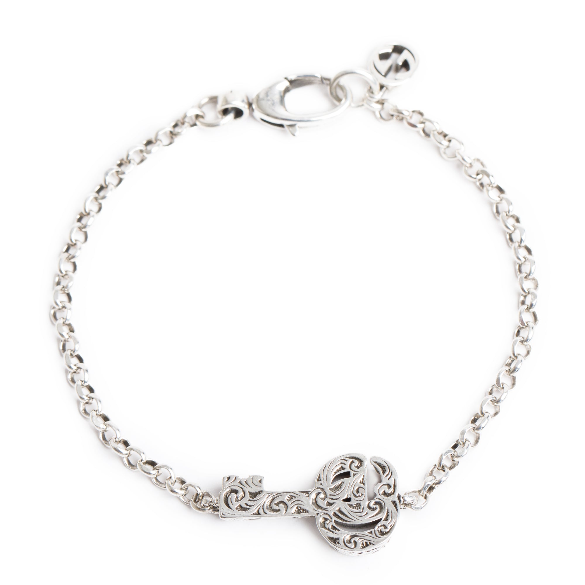 Gucci Sterling Silver Double G Key Bracelet