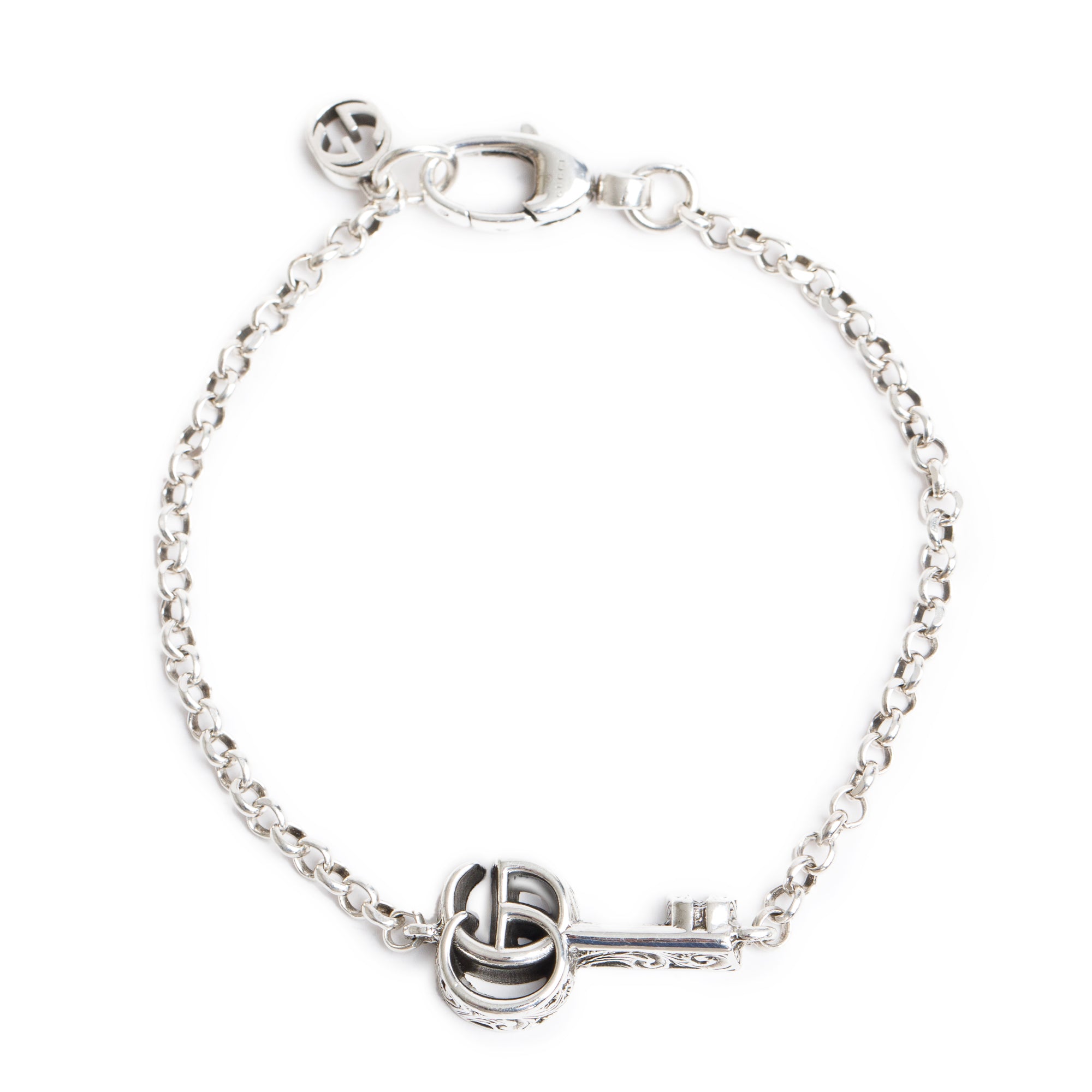 Gucci Sterling Silver Double G Key Bracelet