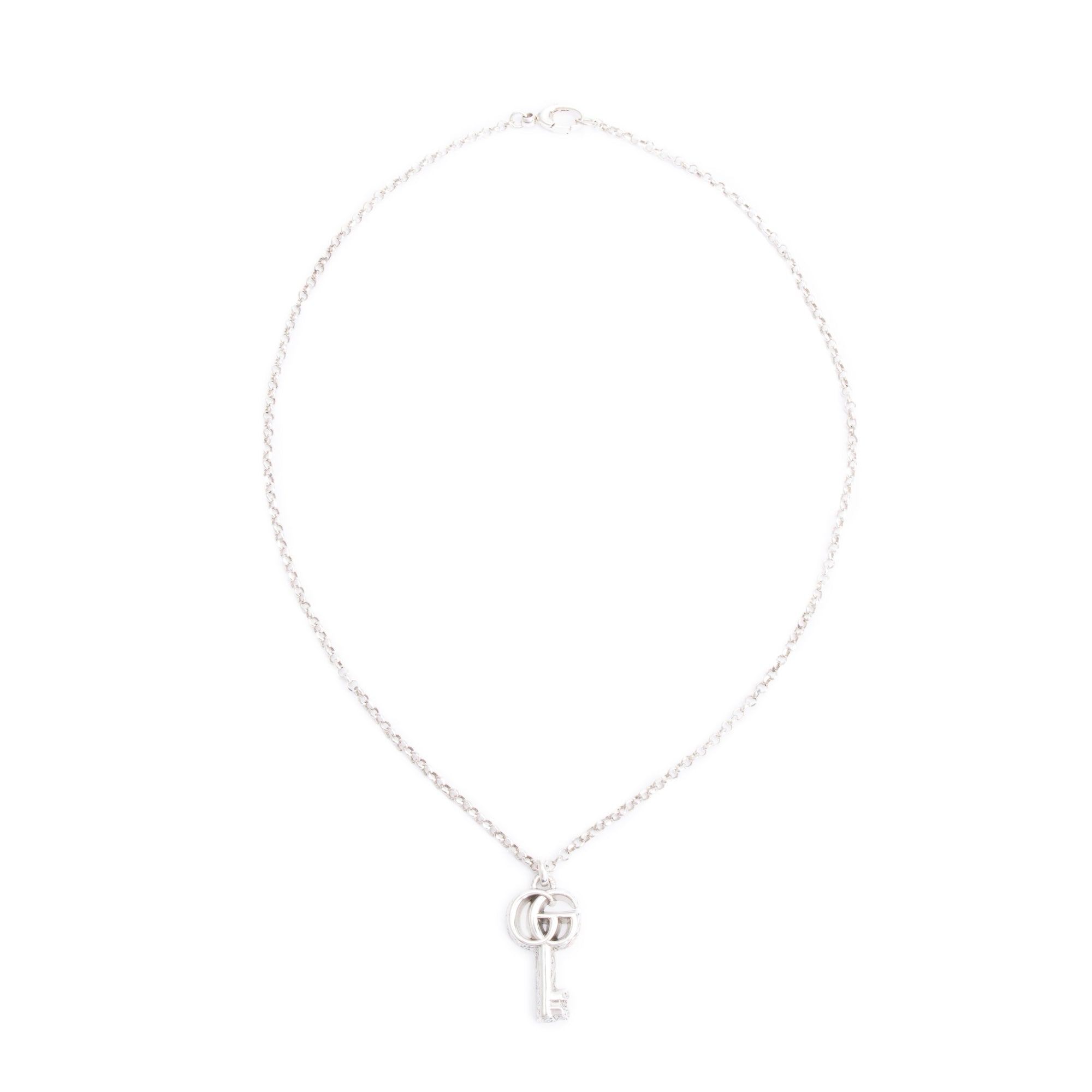 Gucci Sterling Silver Double G Key Pendant Necklace