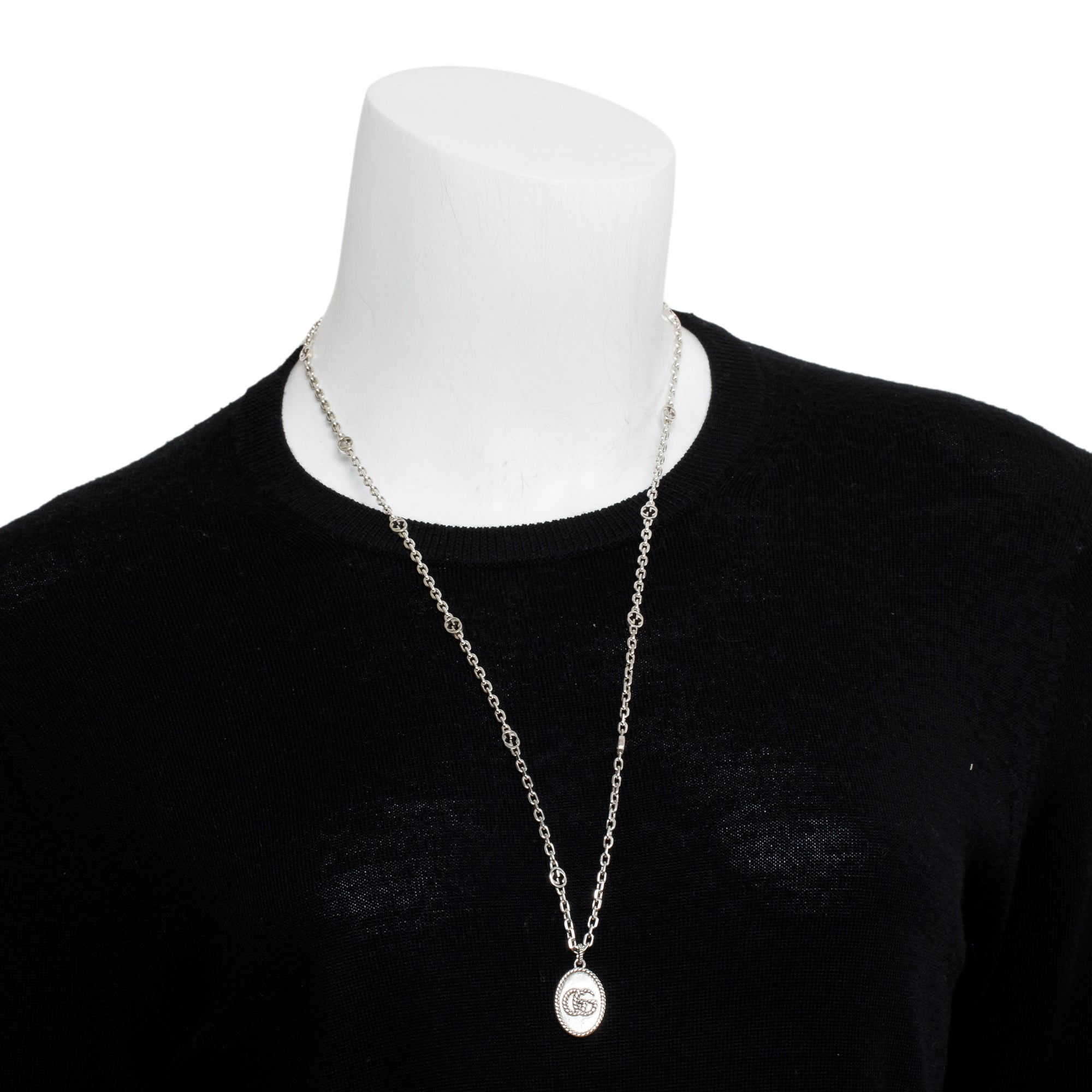 Gucci Sterling Silver Double G Necklace