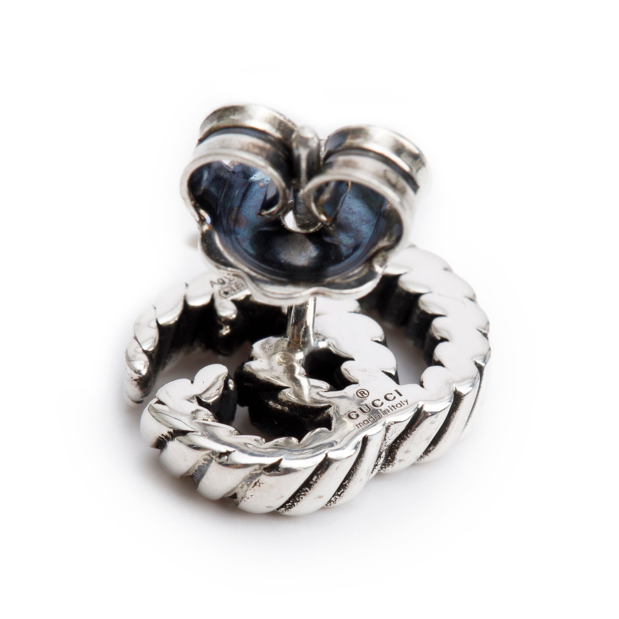 Gucci Sterling Silver Double G Stud Earrings w/ Box