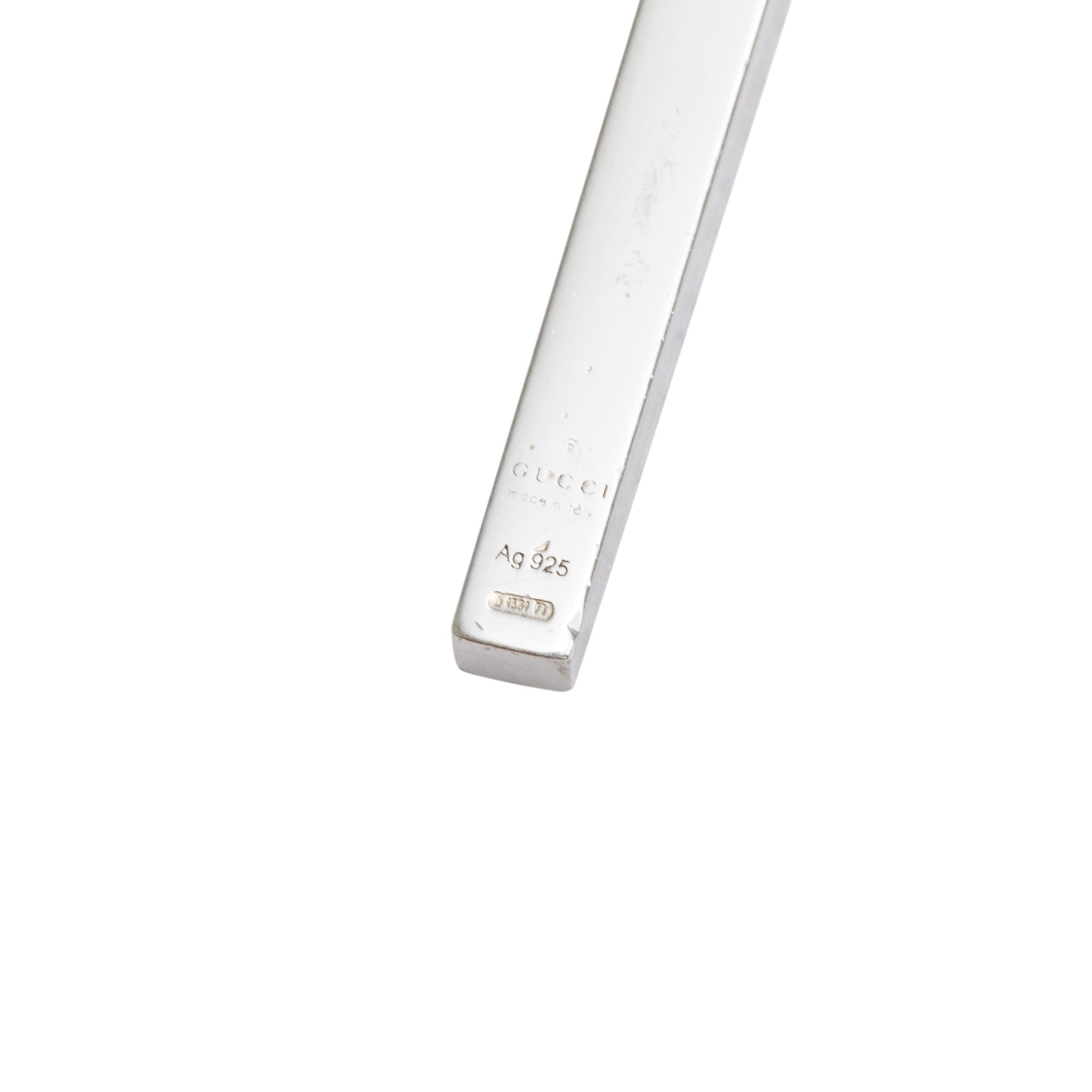 Gucci Sterling Silver Enamel Diamante Cross Pendant Necklace