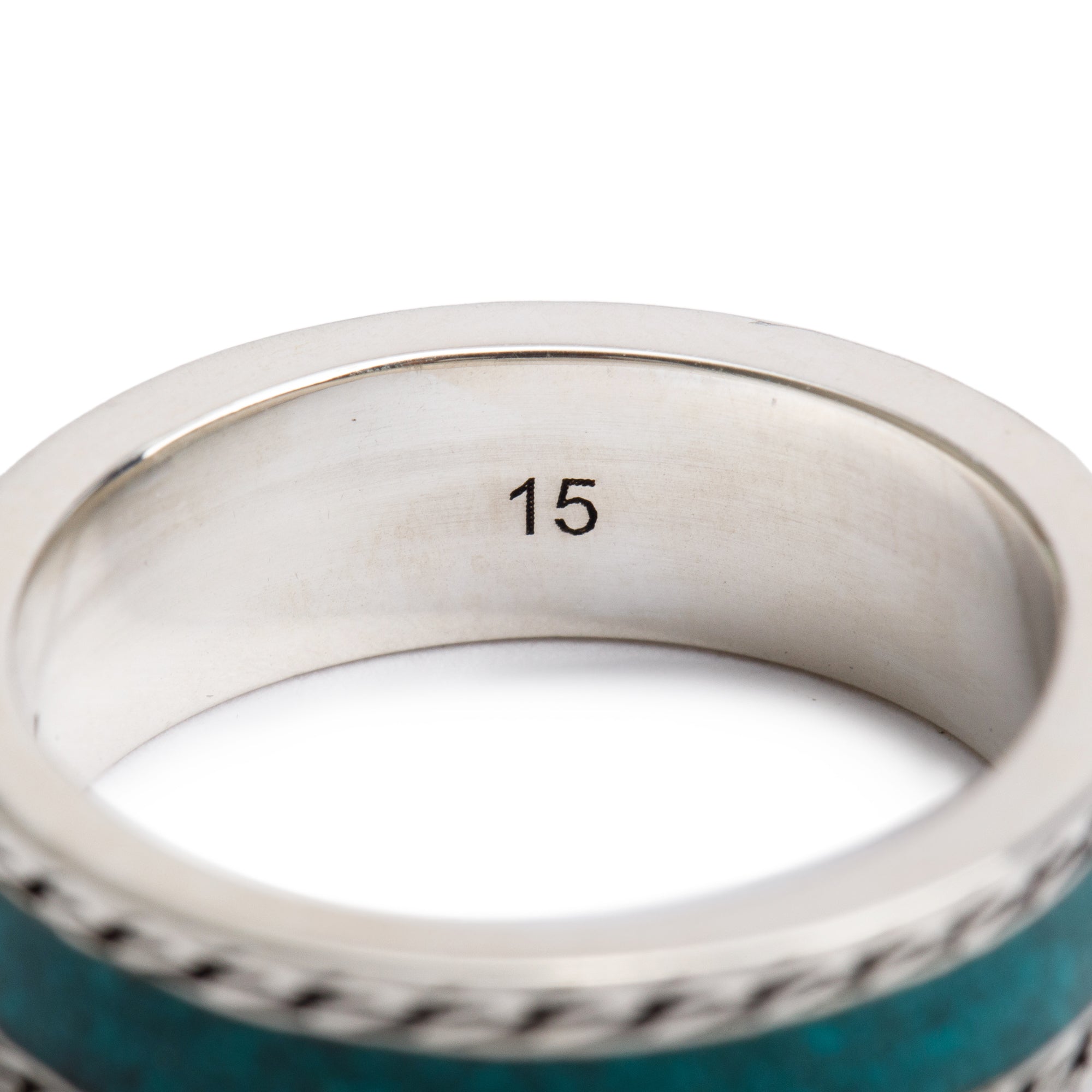 Gucci Sterling Silver Enamel Interlocking G Ring, Size 15 7