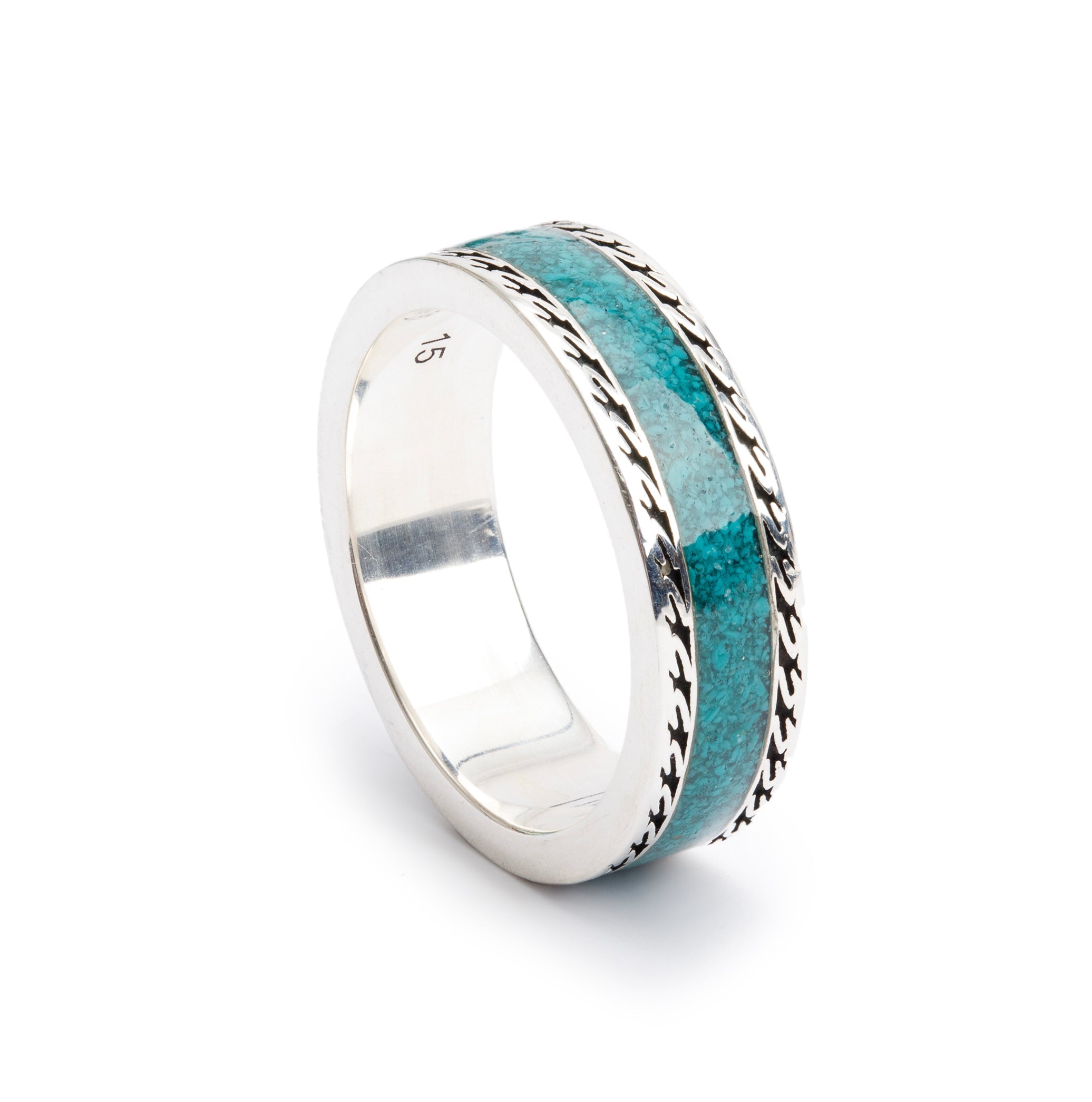 Gucci Sterling Silver Enamel Interlocking G Ring, Size 15 7