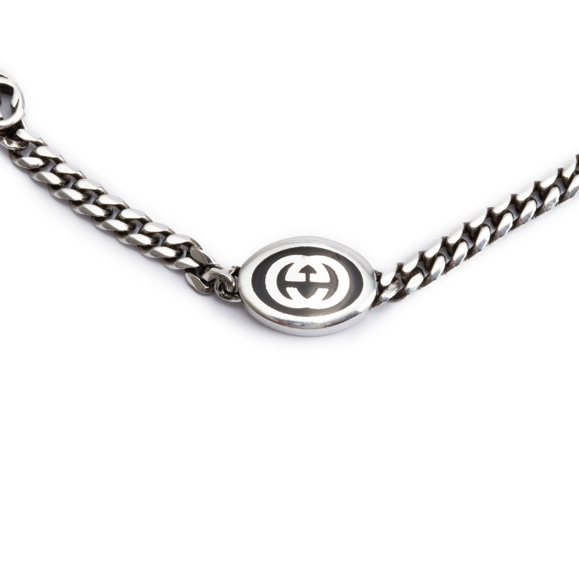 Gucci Sterling Silver Enamel Interlocking G Station Bracelet