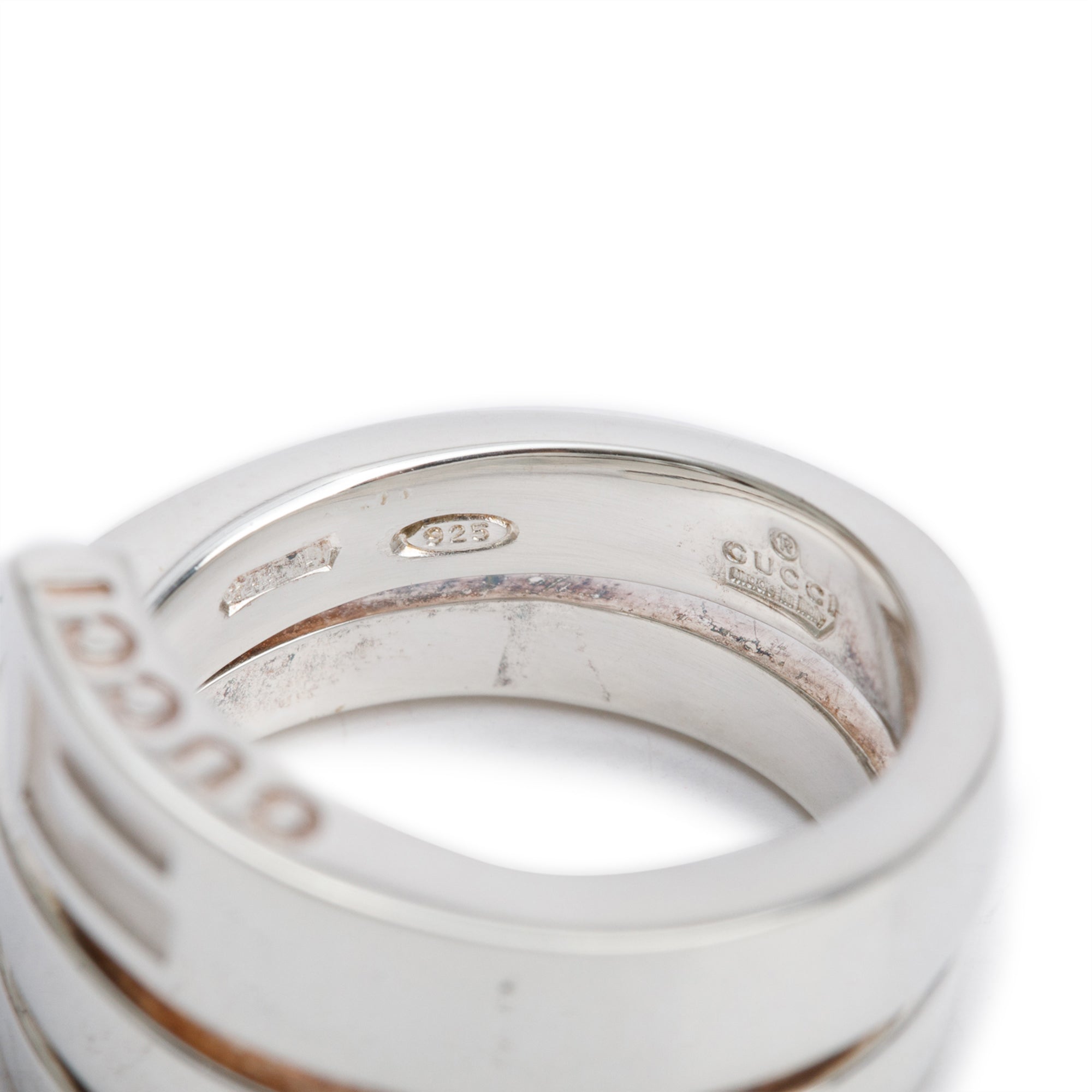 Gucci Sterling Silver G Spiral Ring, Size 5.5 w/ Box