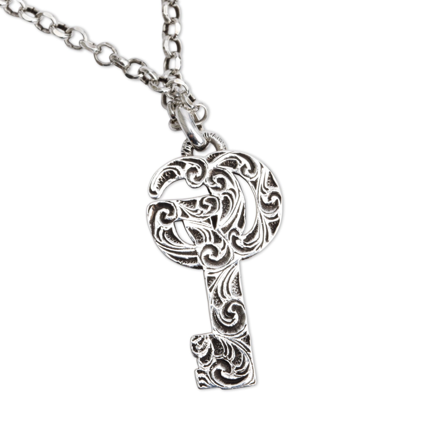 Gucci Sterling Silver GG Marmont Key Charm Necklace