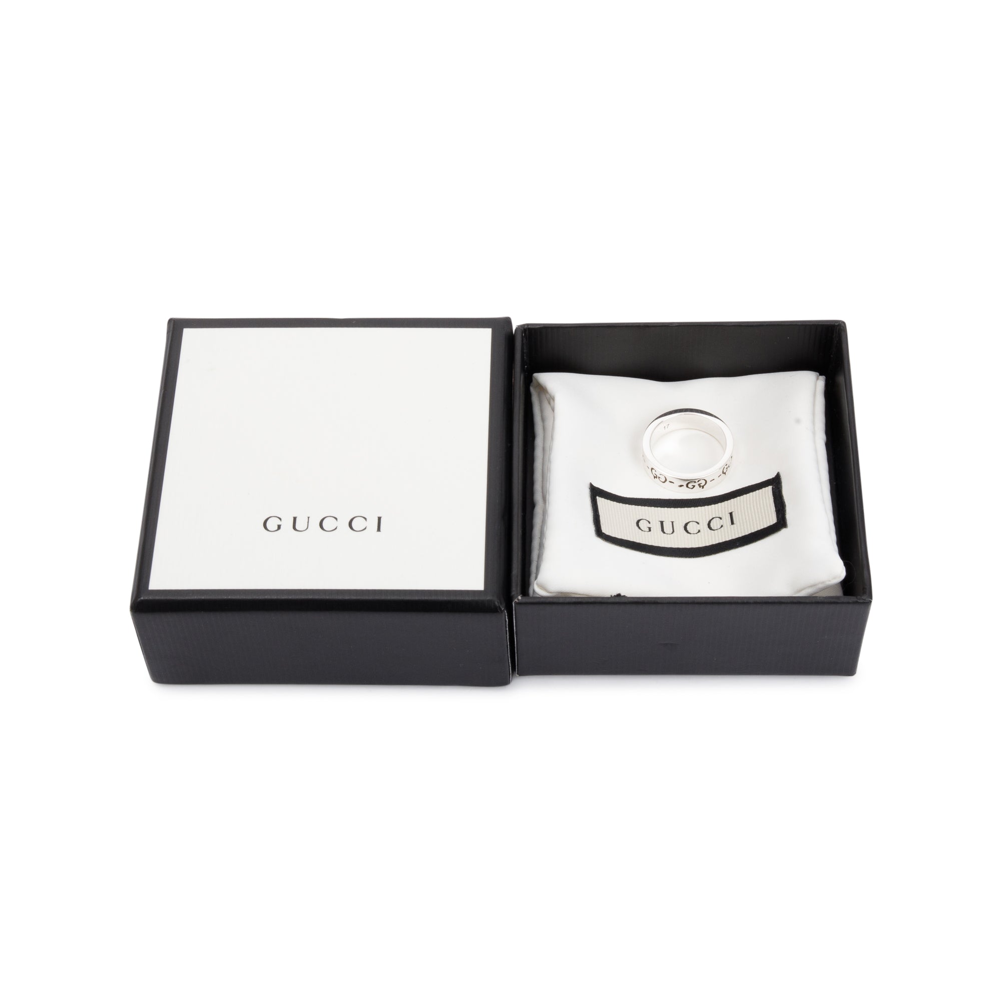 Gucci Sterling Silver Ghost Ring, Size 17 7.75 w/ Box