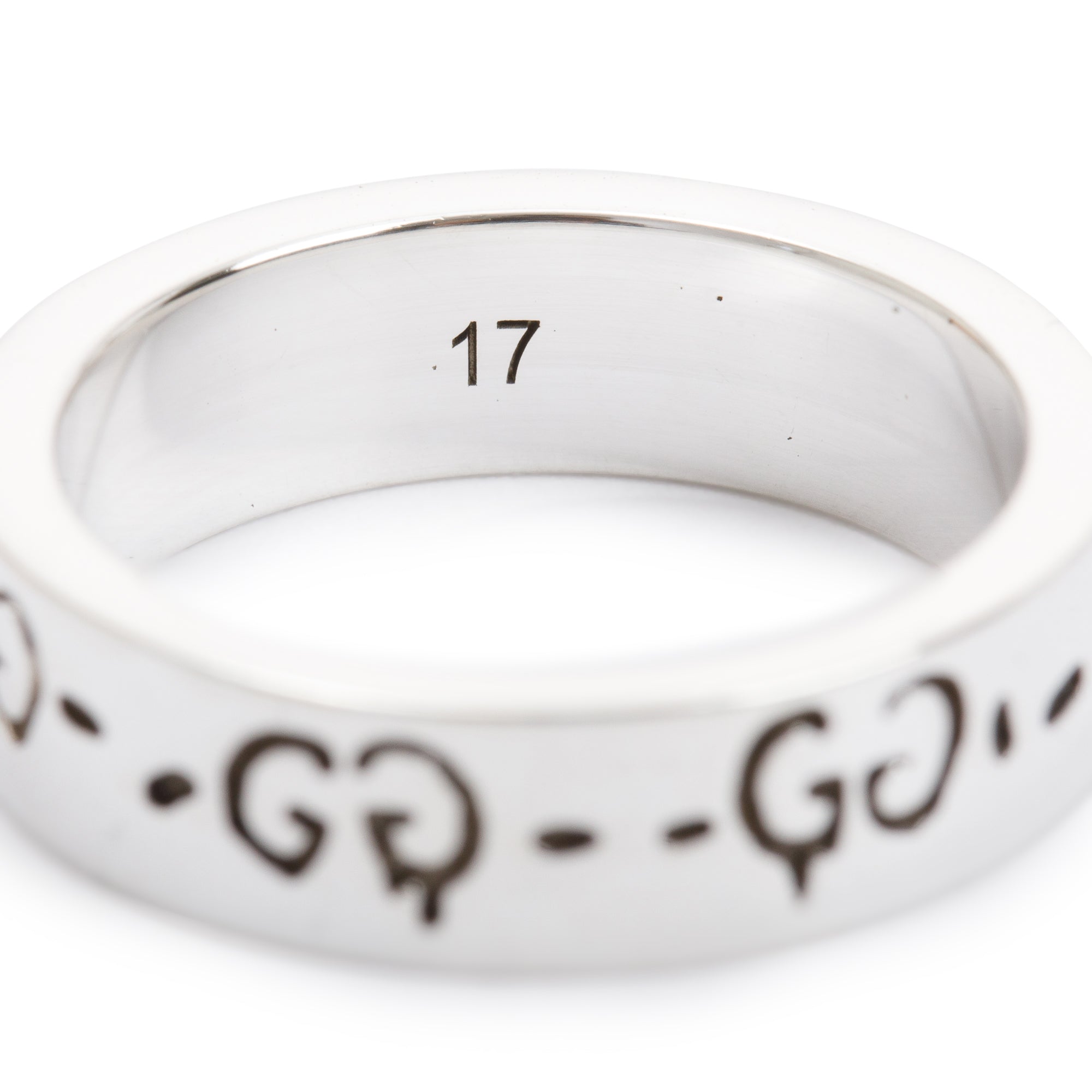 Gucci Sterling Silver Ghost Ring, Size 17 7.75 w/ Box