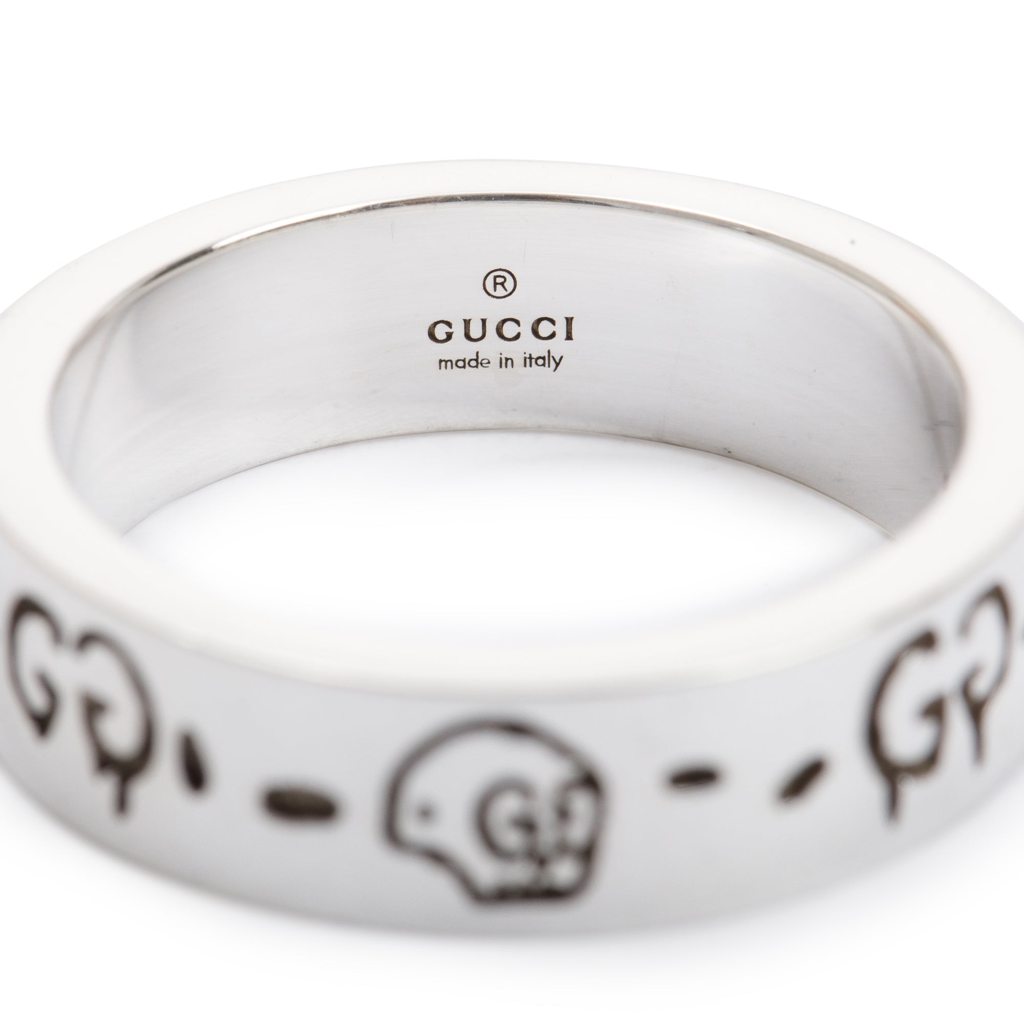 Gucci Sterling Silver Ghost Ring, Size 17 7.75 w/ Box