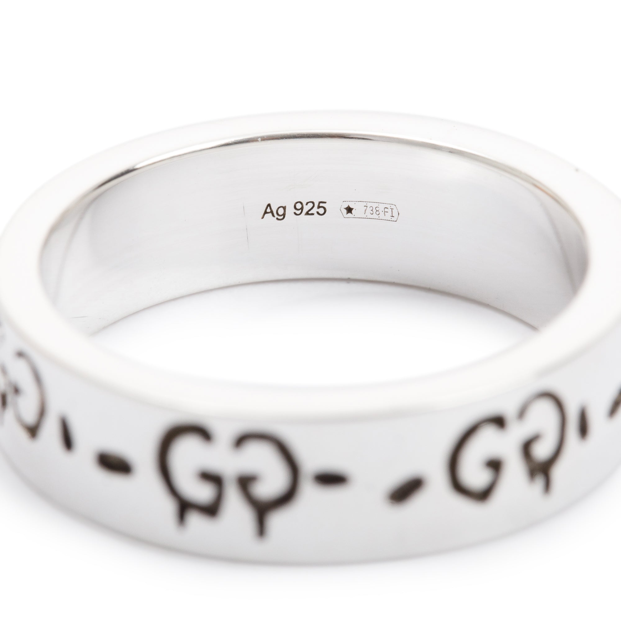 Gucci Sterling Silver Ghost Ring, Size 17 7.75 w/ Box