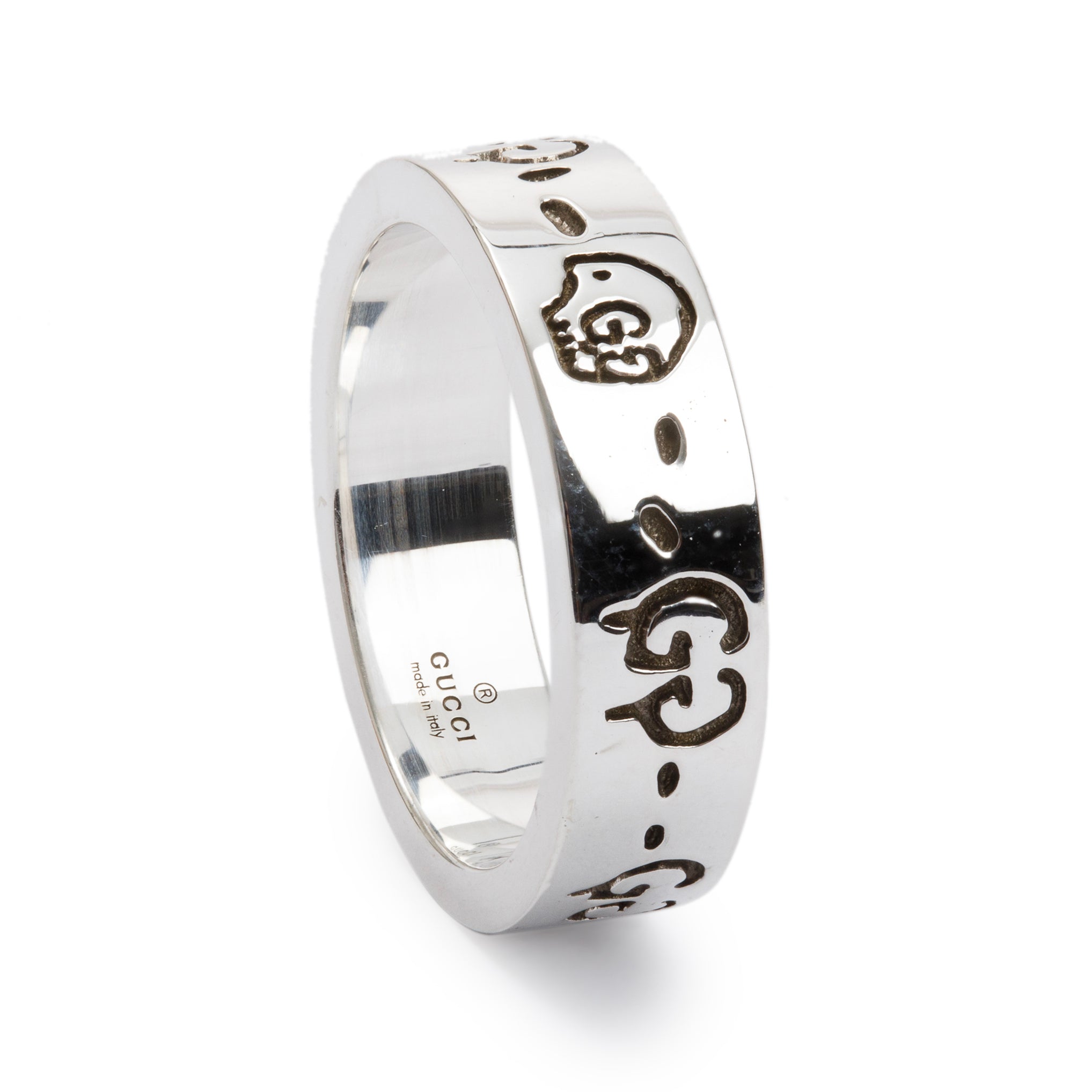 Gucci Sterling Silver Ghost Ring, Size 17 7.75 w/ Box