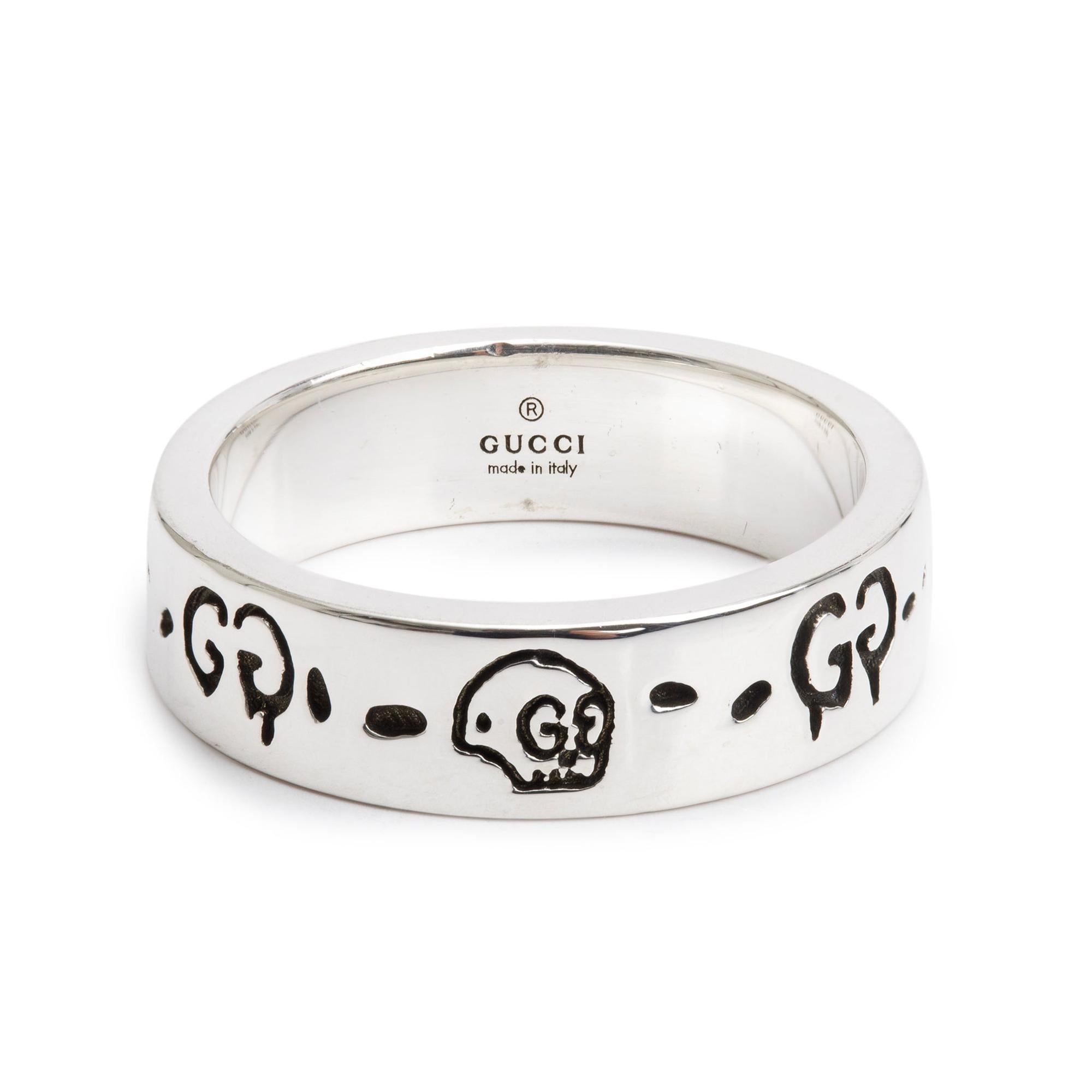 Gucci Sterling Silver Ghost Ring, Size 17 8