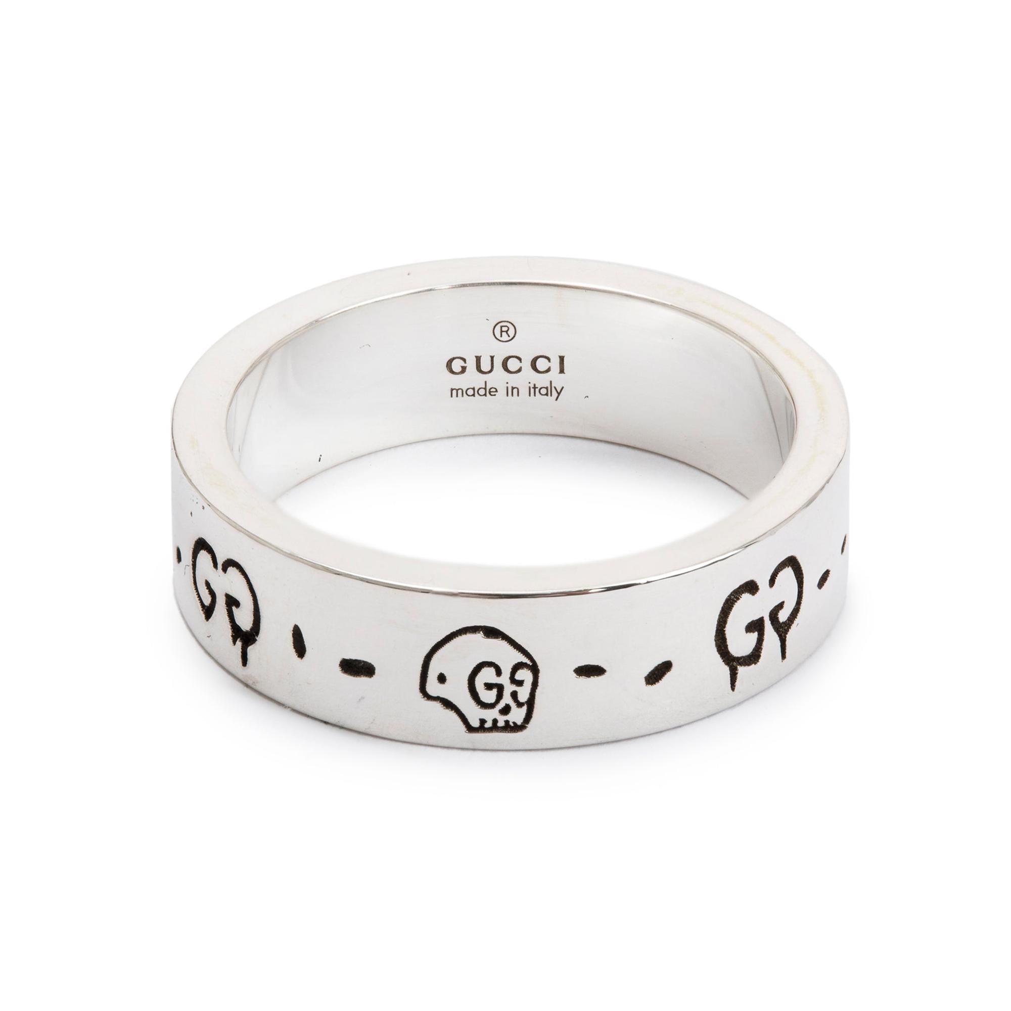 Gucci Sterling Silver Ghost Ring, Size 18 8