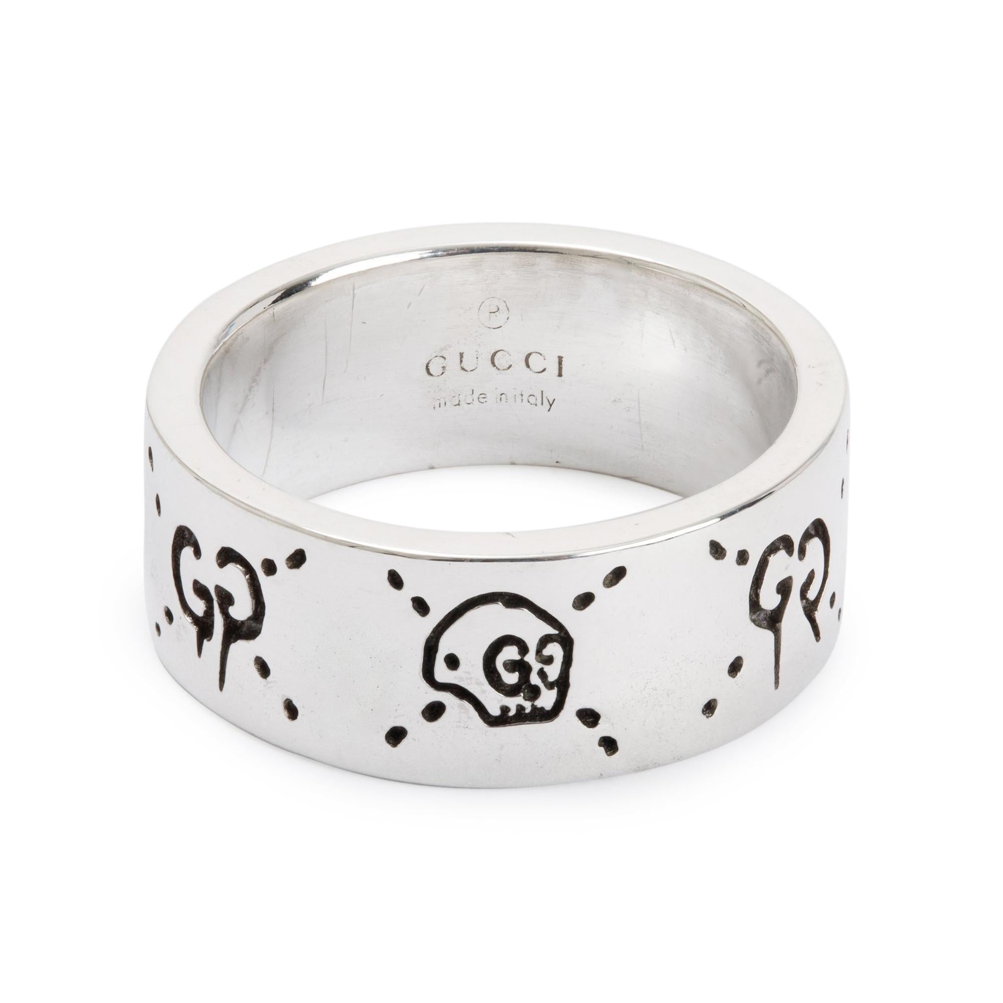 Gucci Sterling Silver Ghost Ring, Size 19 8.75