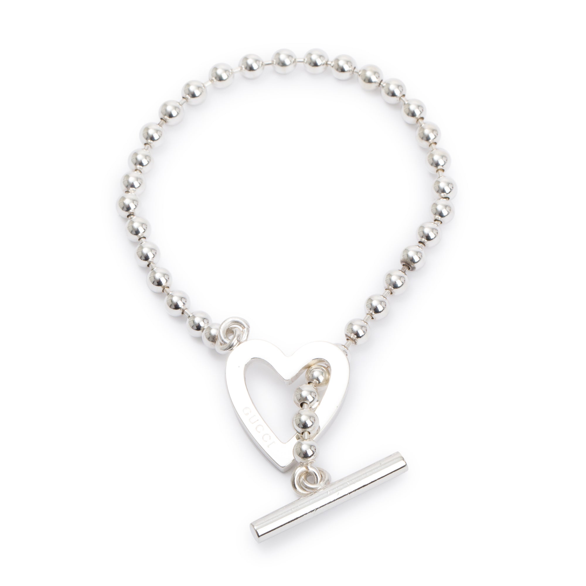 Gucci Sterling Silver Heart Toggle Bracelet