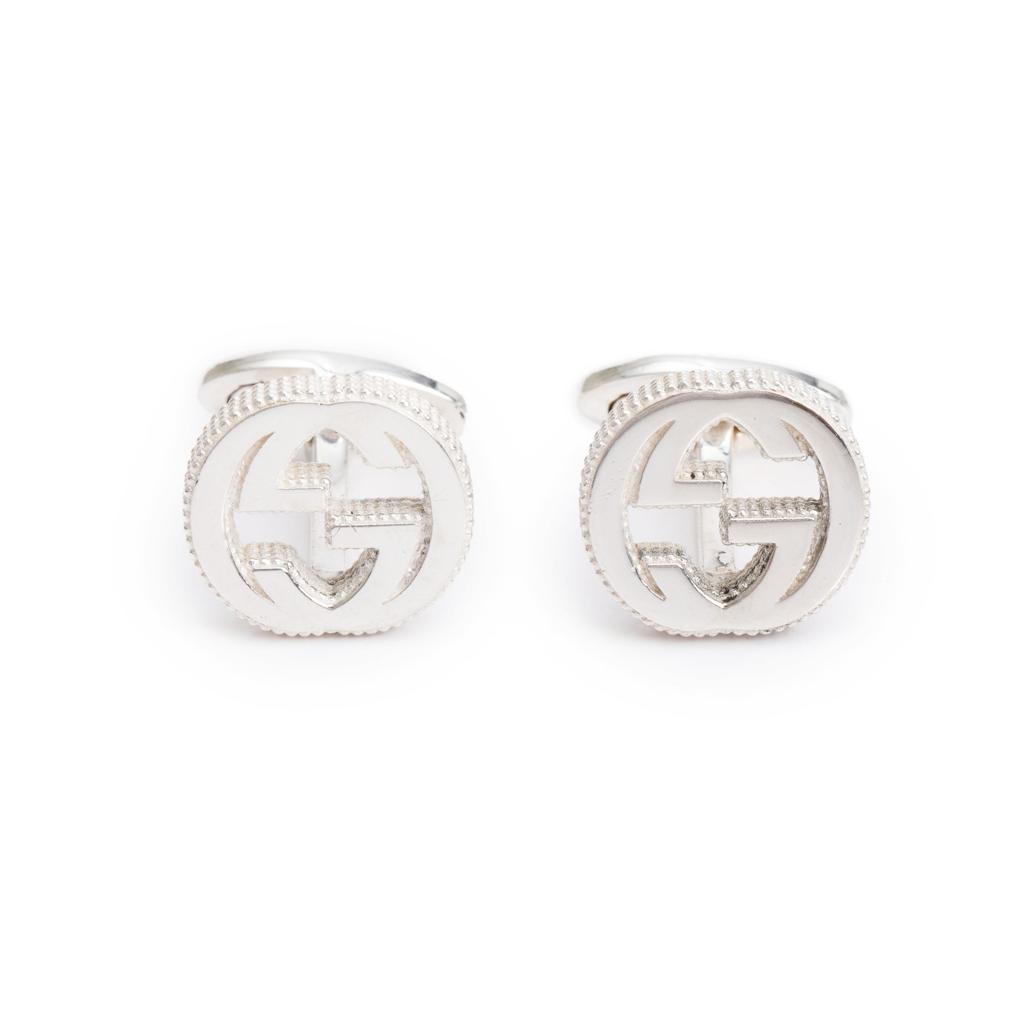 Gucci Sterling Silver Interlocking G Cufflinks w/ Box