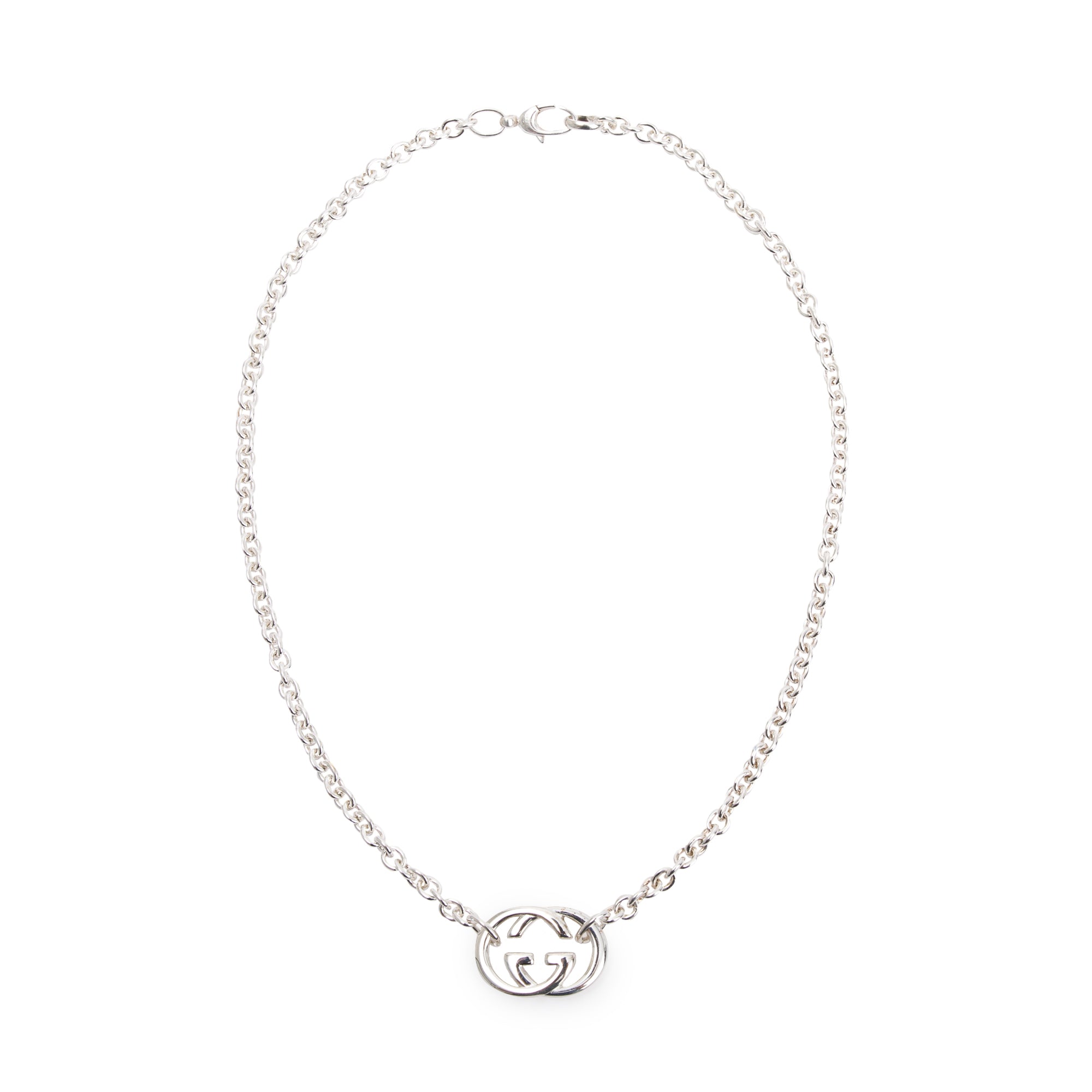 Gucci Sterling Silver Interlocking G Pendant Necklace