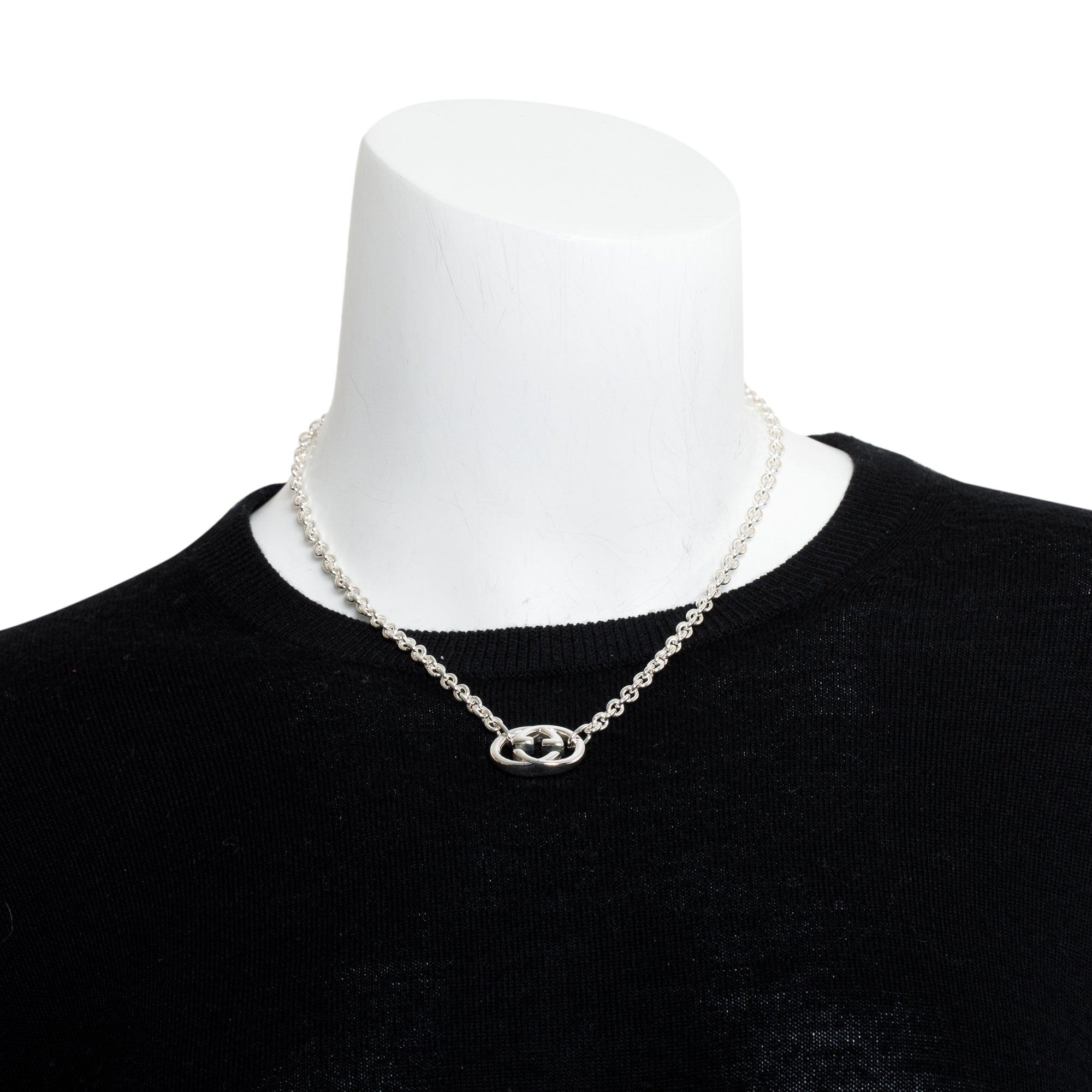 Gucci Sterling Silver Interlocking G Pendant Necklace