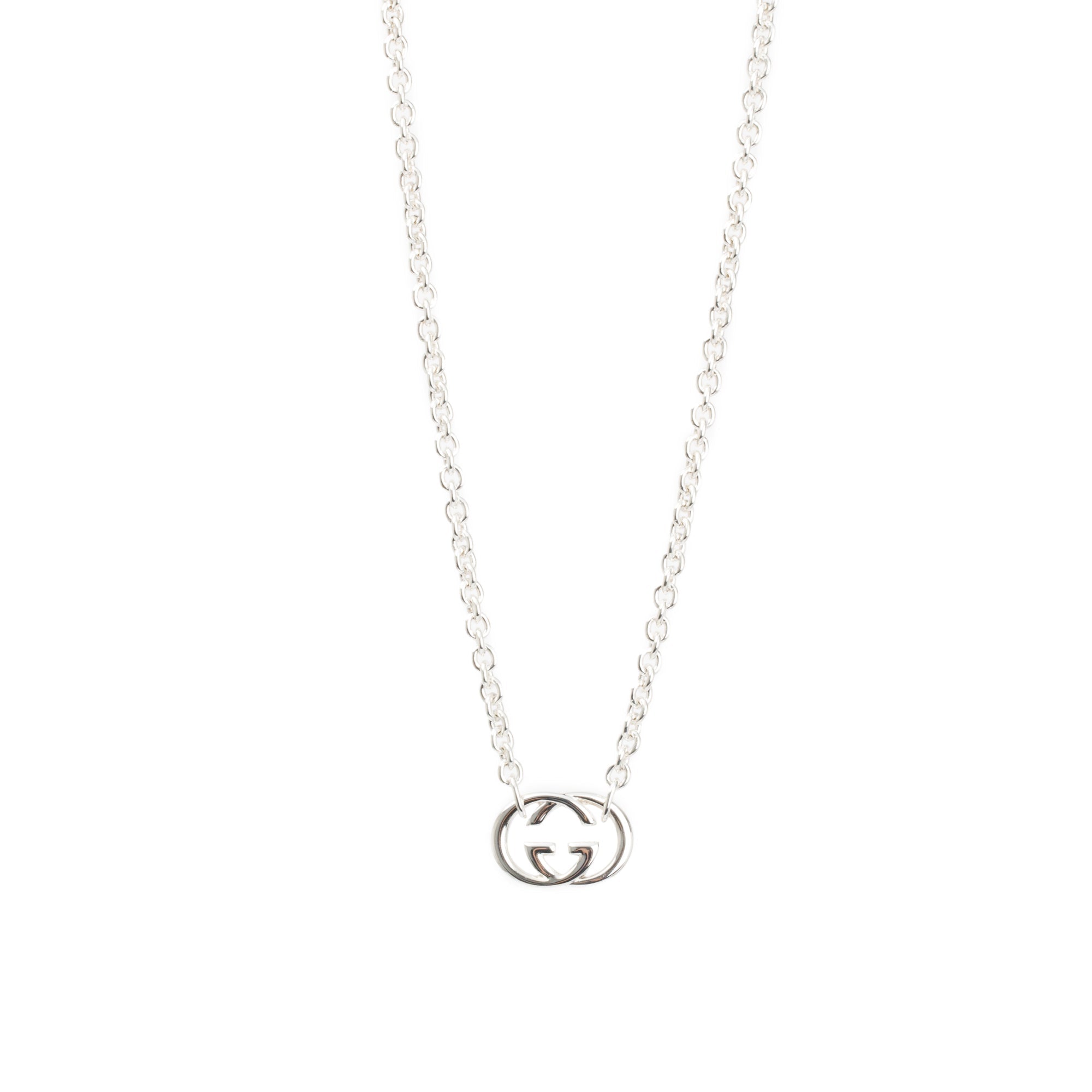 Gucci Sterling Silver Interlocking G Pendant Necklace