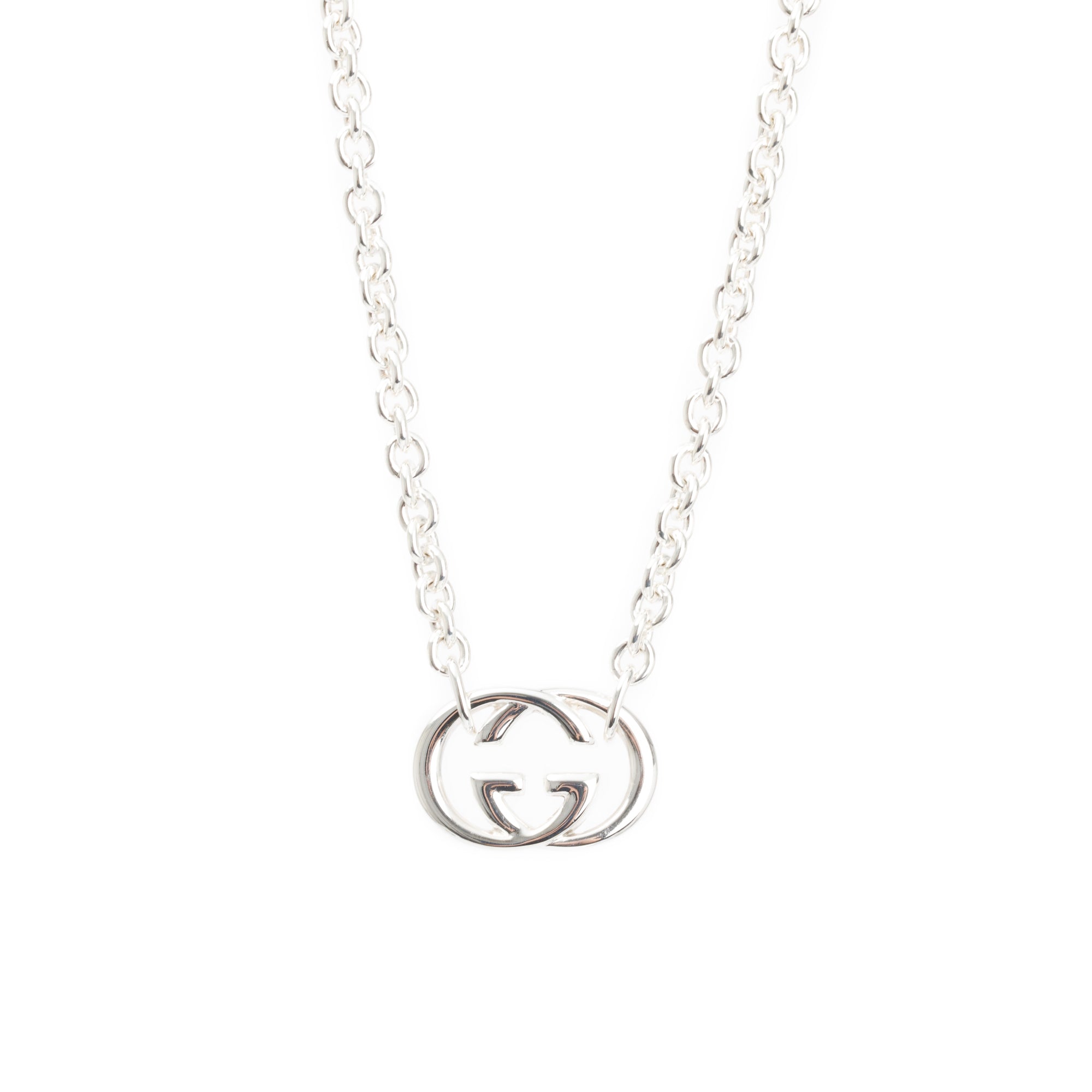 Gucci Sterling Silver Interlocking G Pendant Necklace