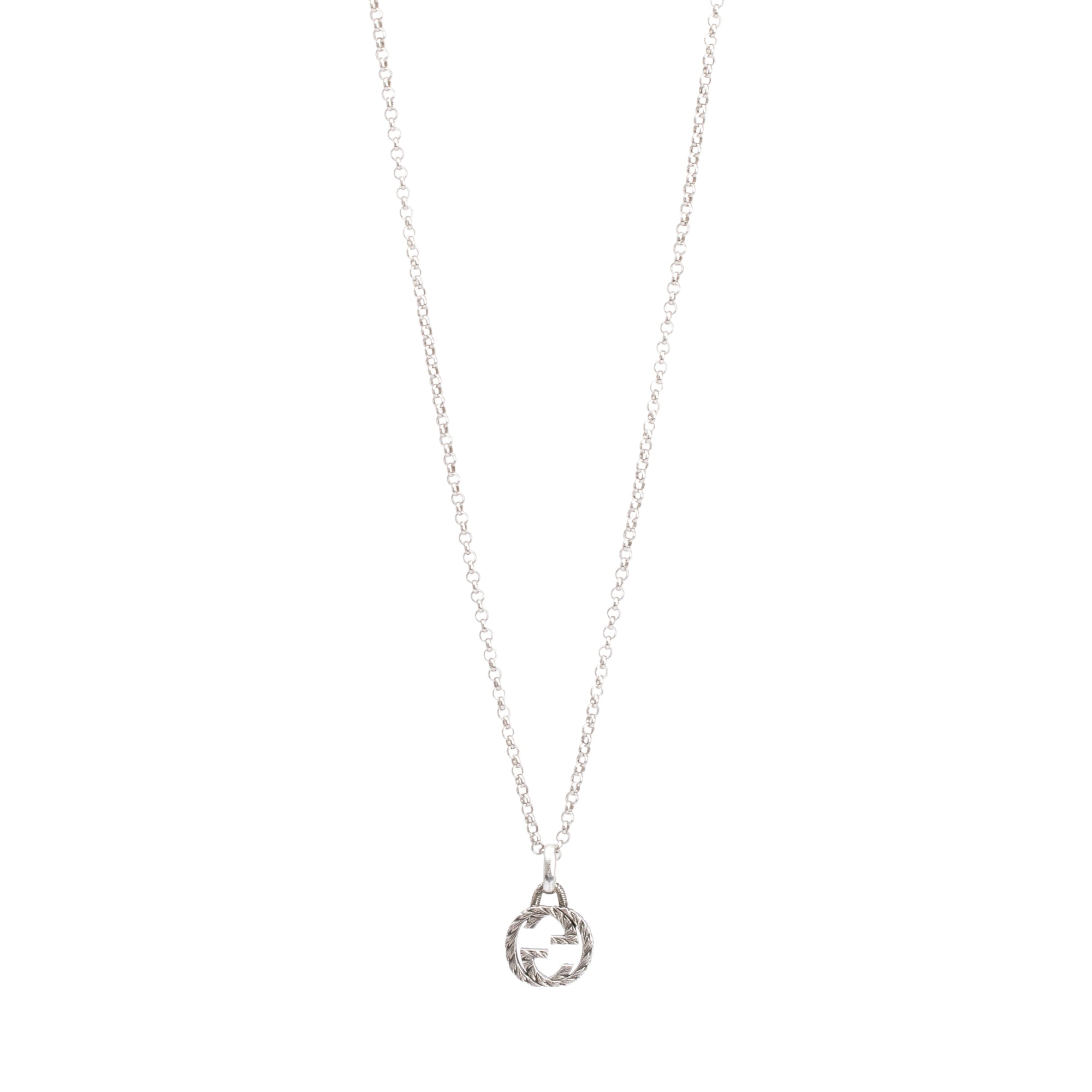 Gucci Sterling Silver Interlocking G Pendant Necklace