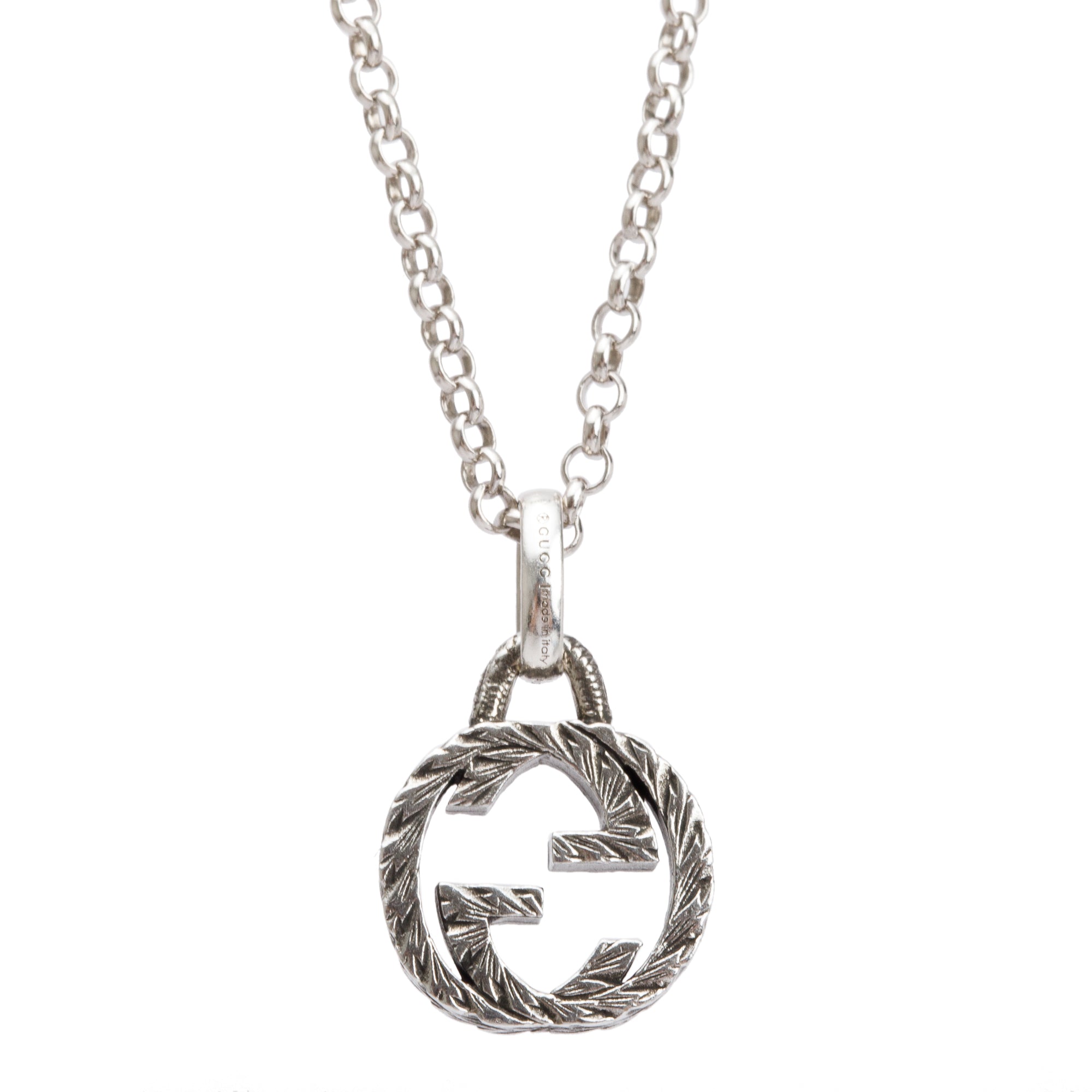 Gucci Sterling Silver Interlocking G Pendant Necklace