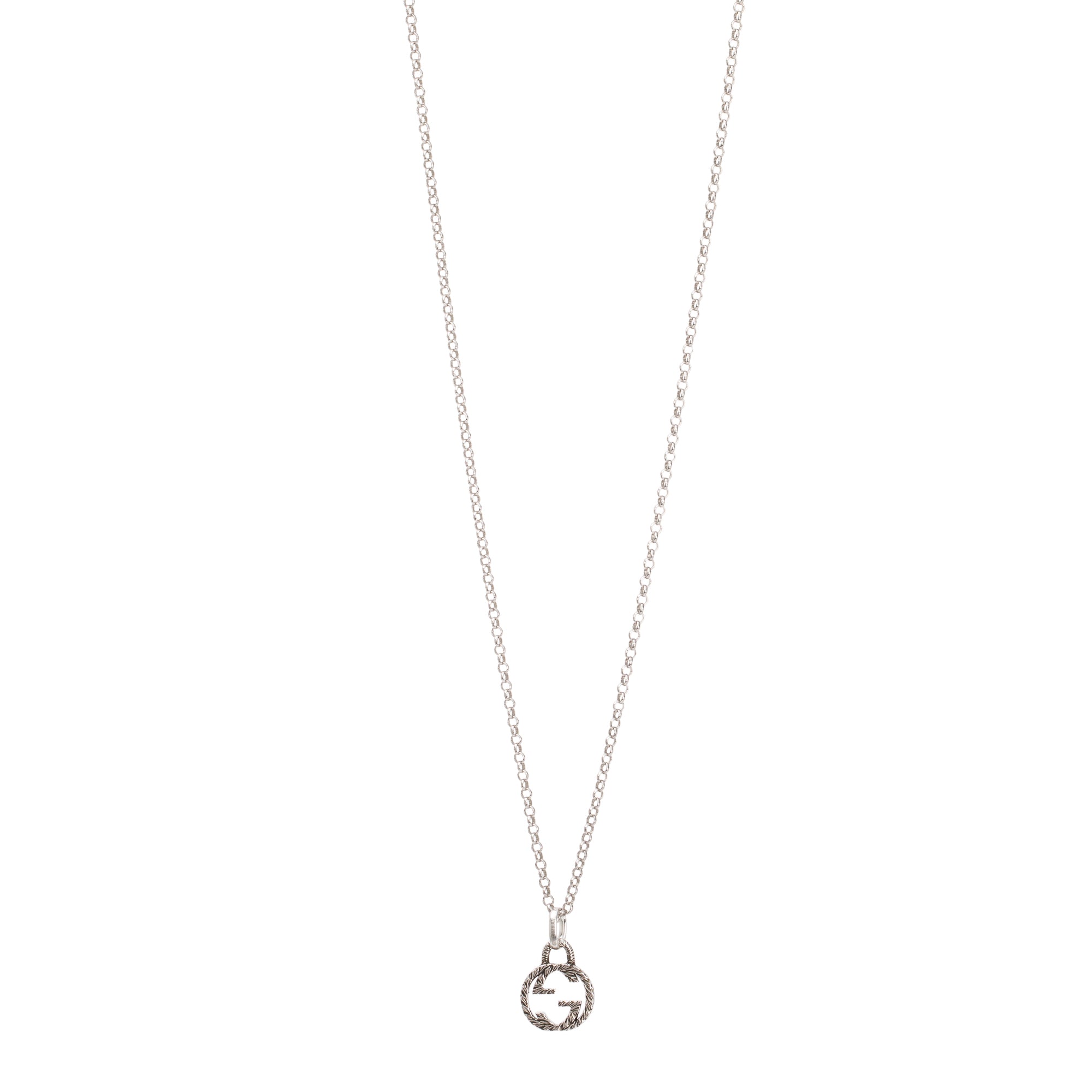 Gucci Sterling Silver Interlocking G Pendant Necklace w/ Box