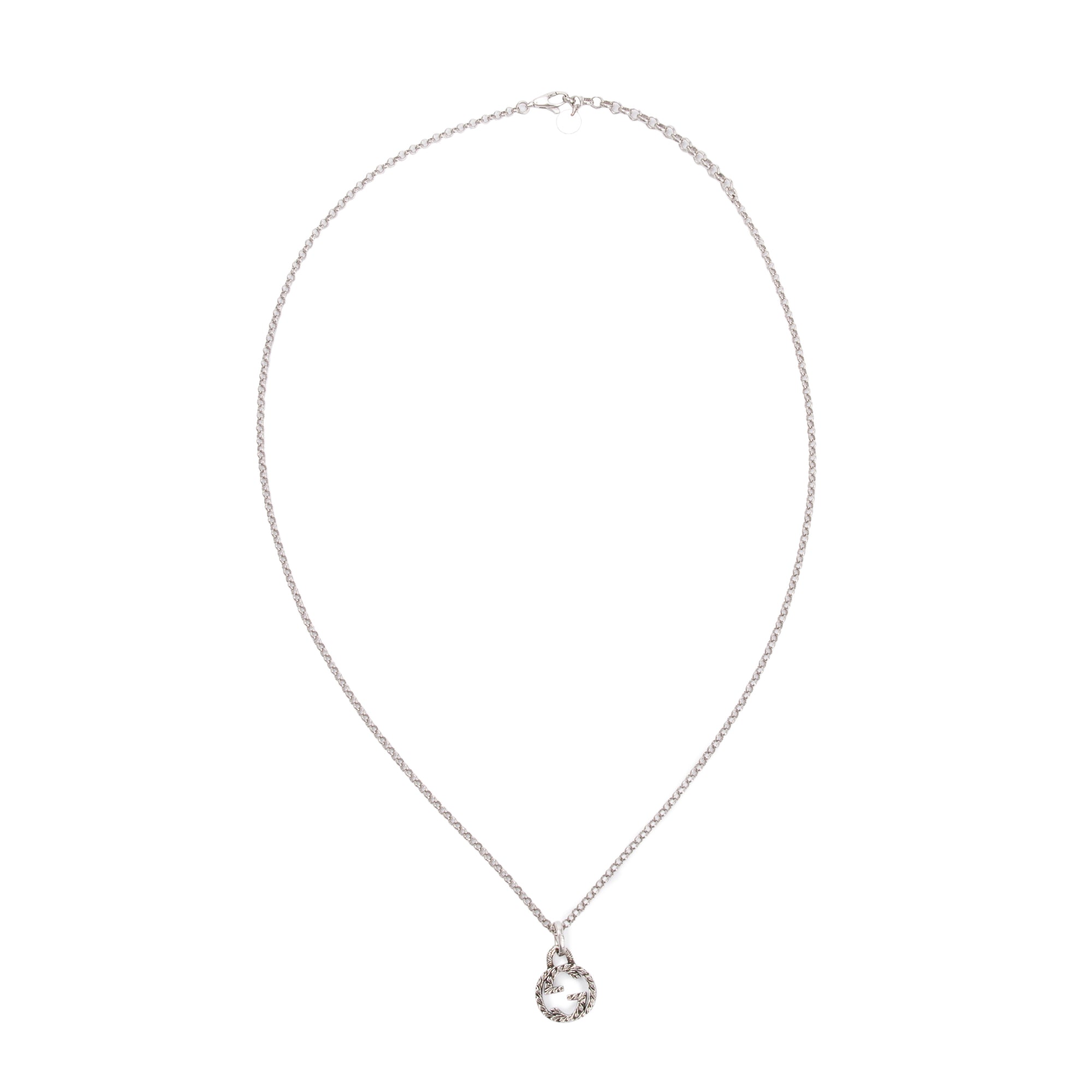 Gucci Sterling Silver Interlocking G Pendant Necklace w/ Box