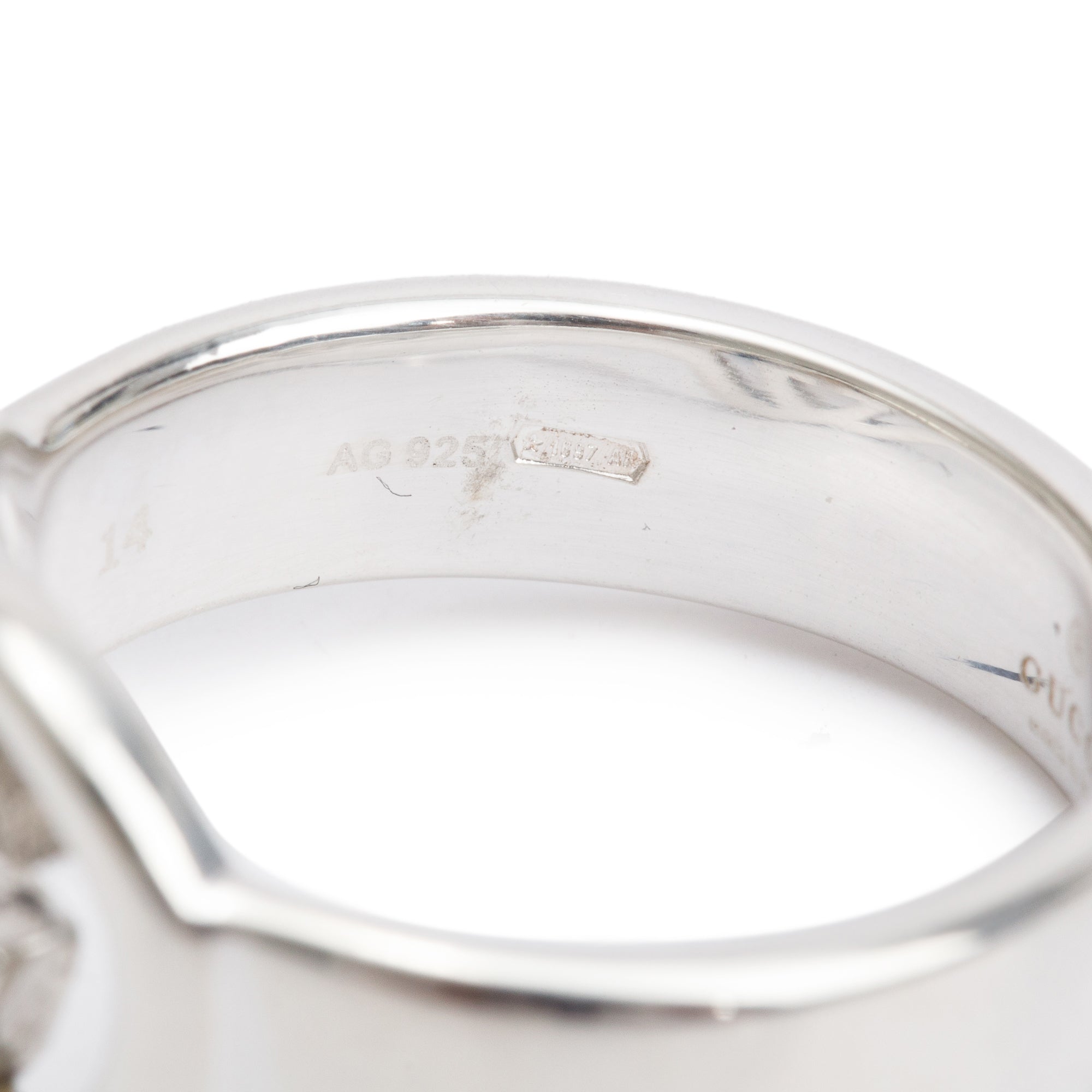 Gucci Sterling Silver Interlocking G Ring, Size 14 6.75